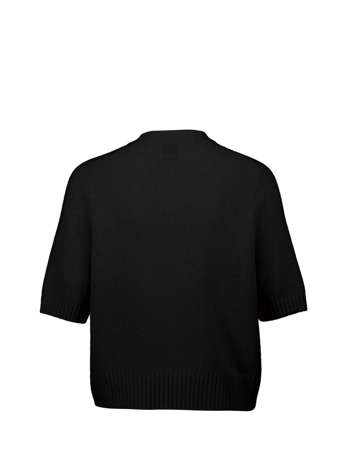 Round neck cashmere sweater w/quarter sleeves, black