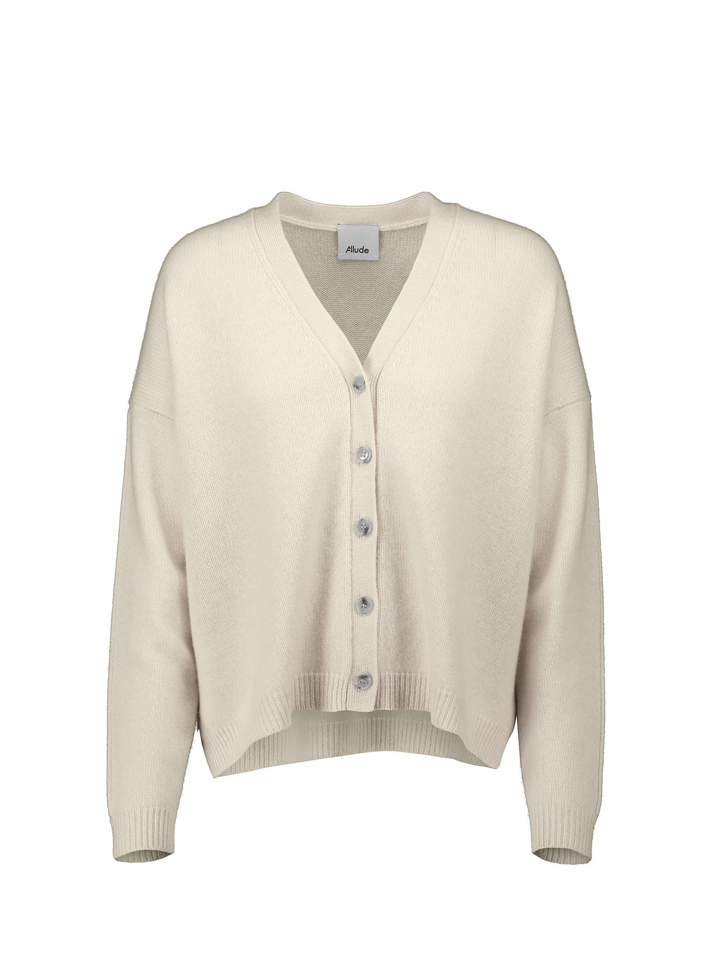 V neck cashmere cardigan, oat milk