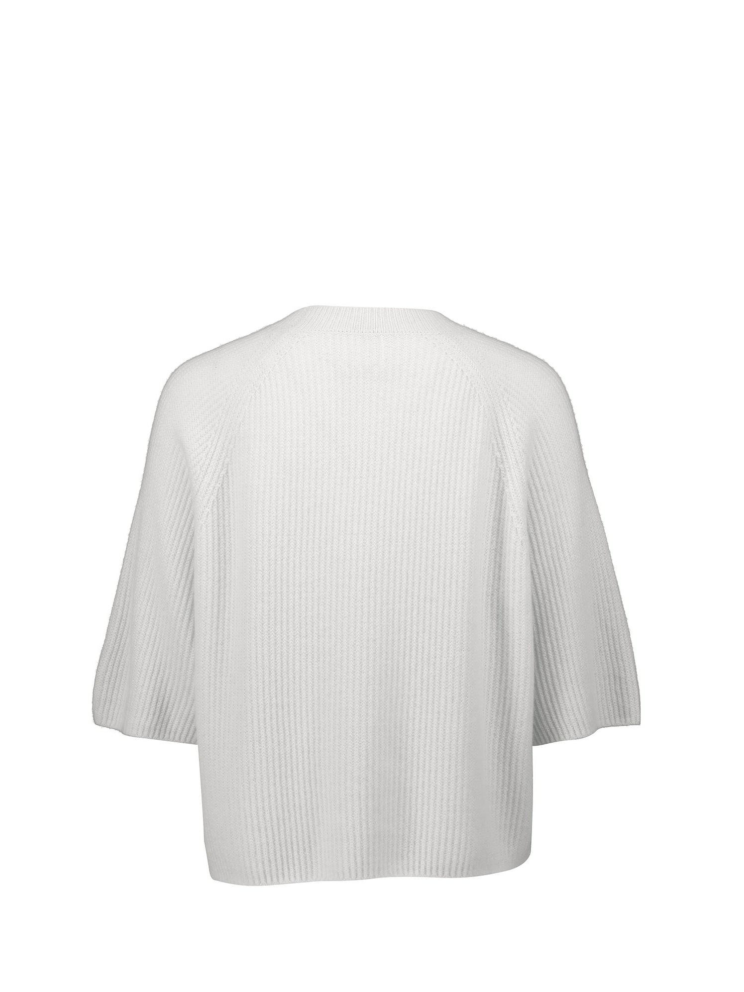 Round neck cashmere sweater w/short sleeves, white