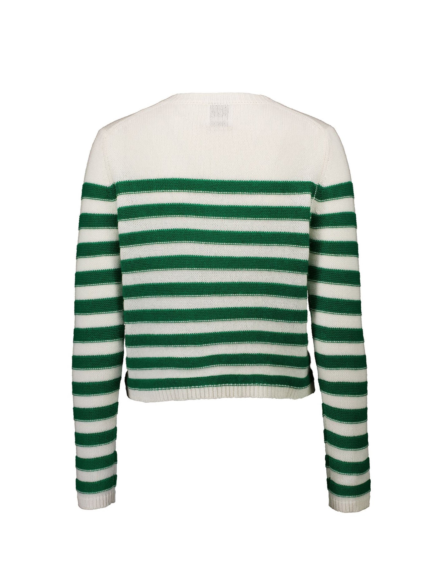 Round neck stripe sweater, white-green