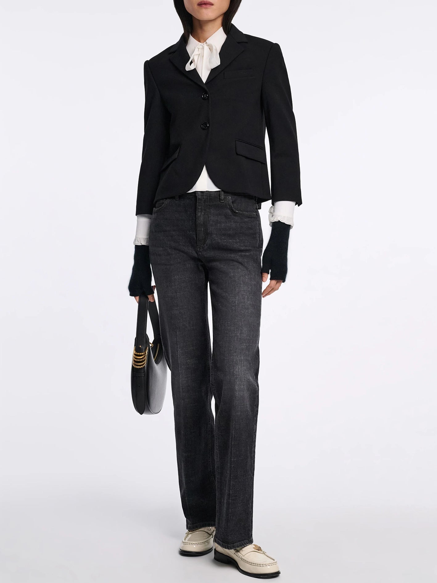 Emotional essence cropped blazer, black