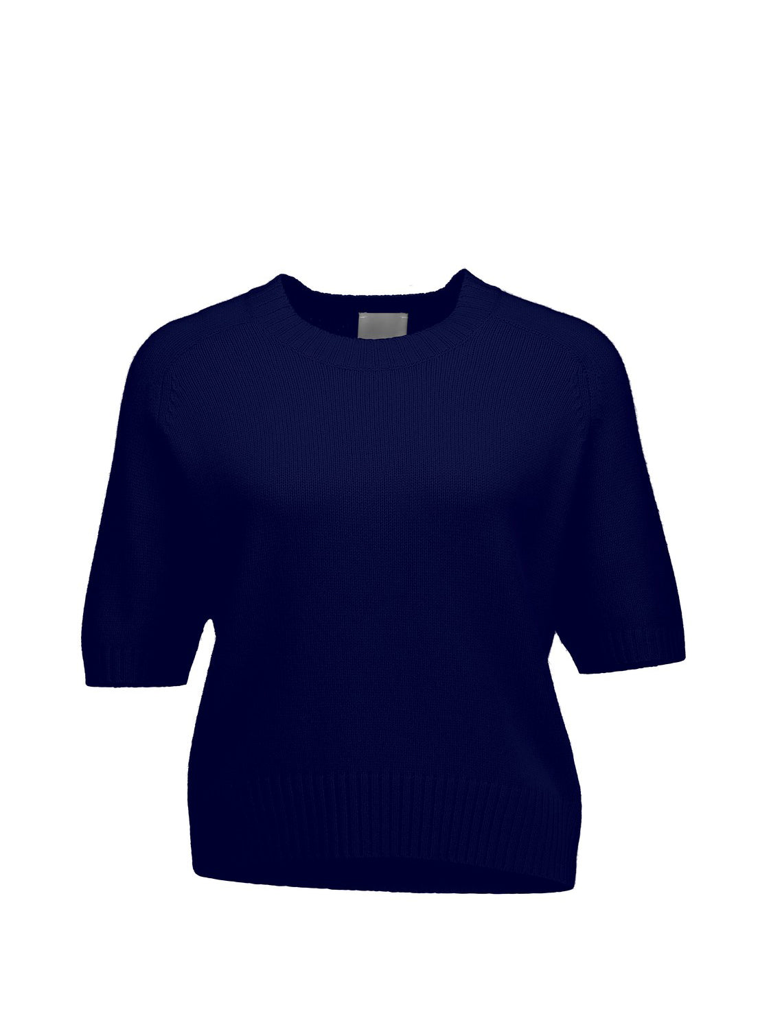 Cashmere short sleeve round neck sweater, electric blue