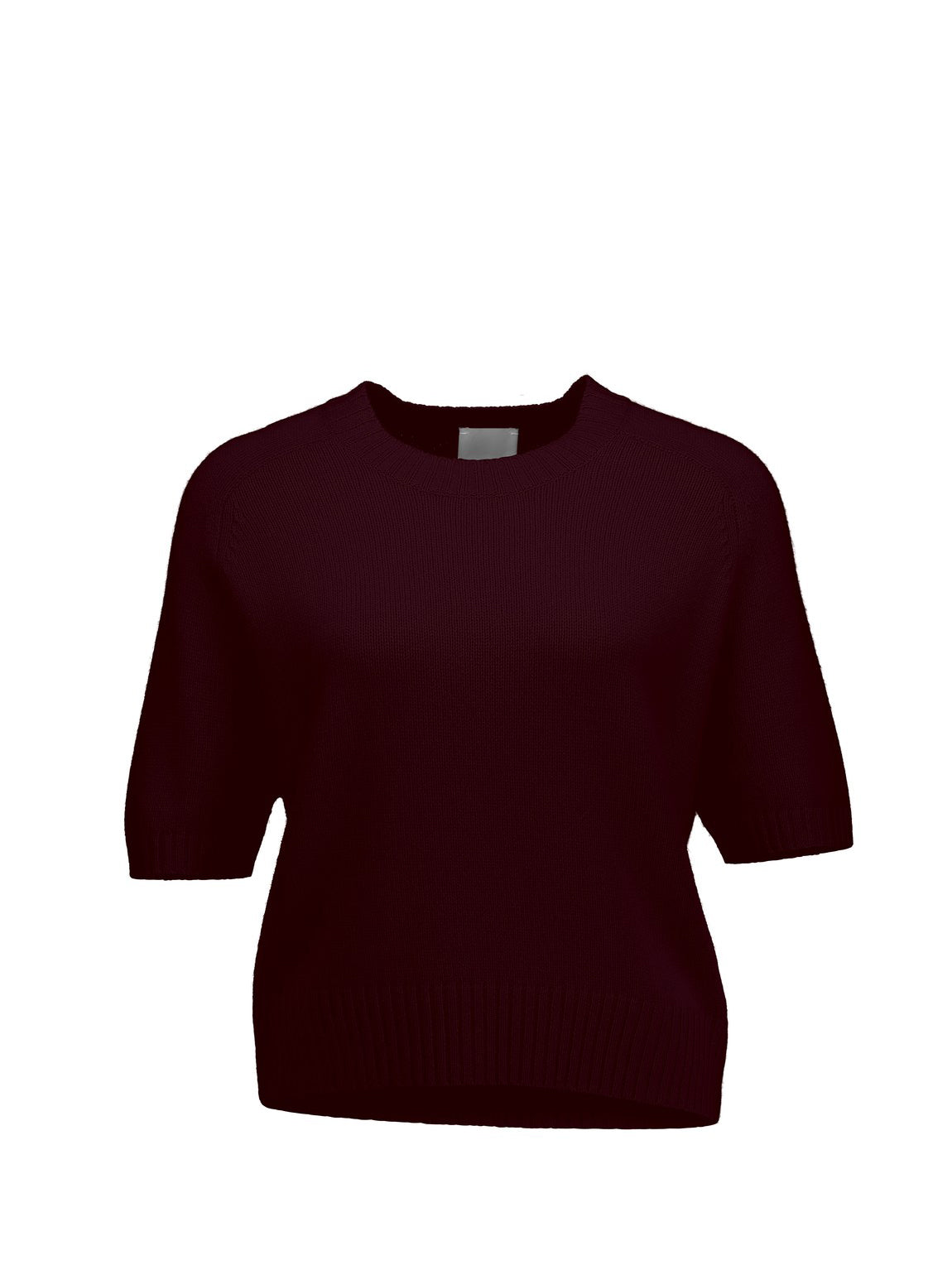 Cashmere short sleeve round neck sweater, Burgundy