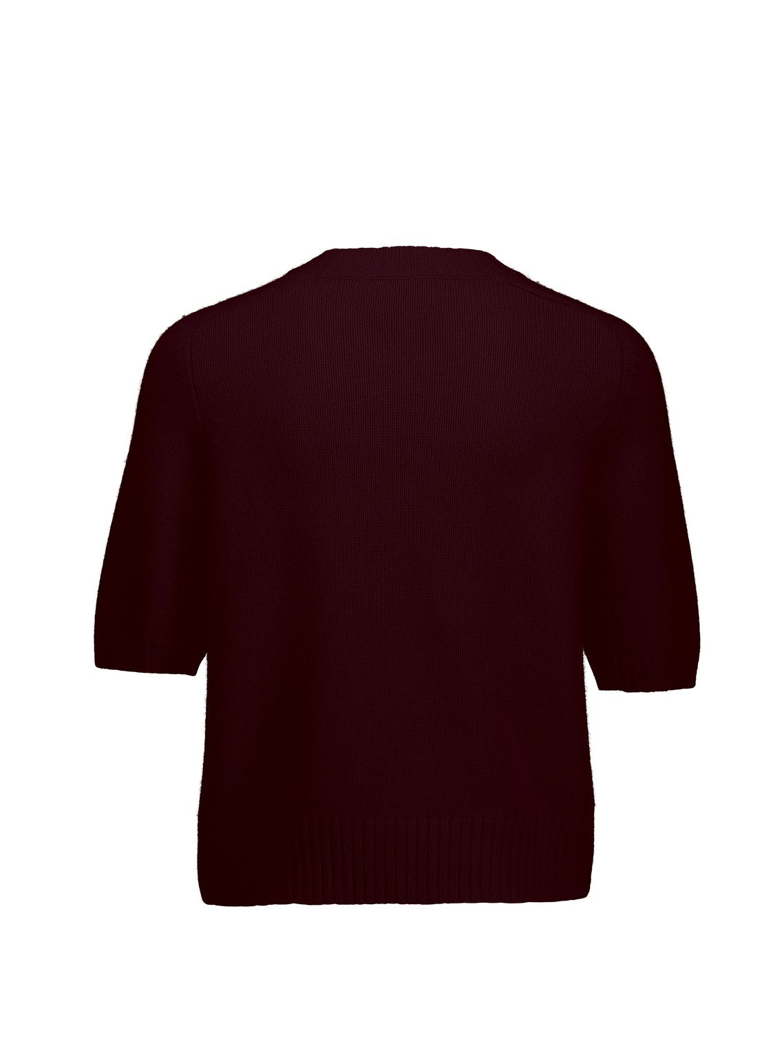 Cashmere short sleeve round neck sweater, Burgundy