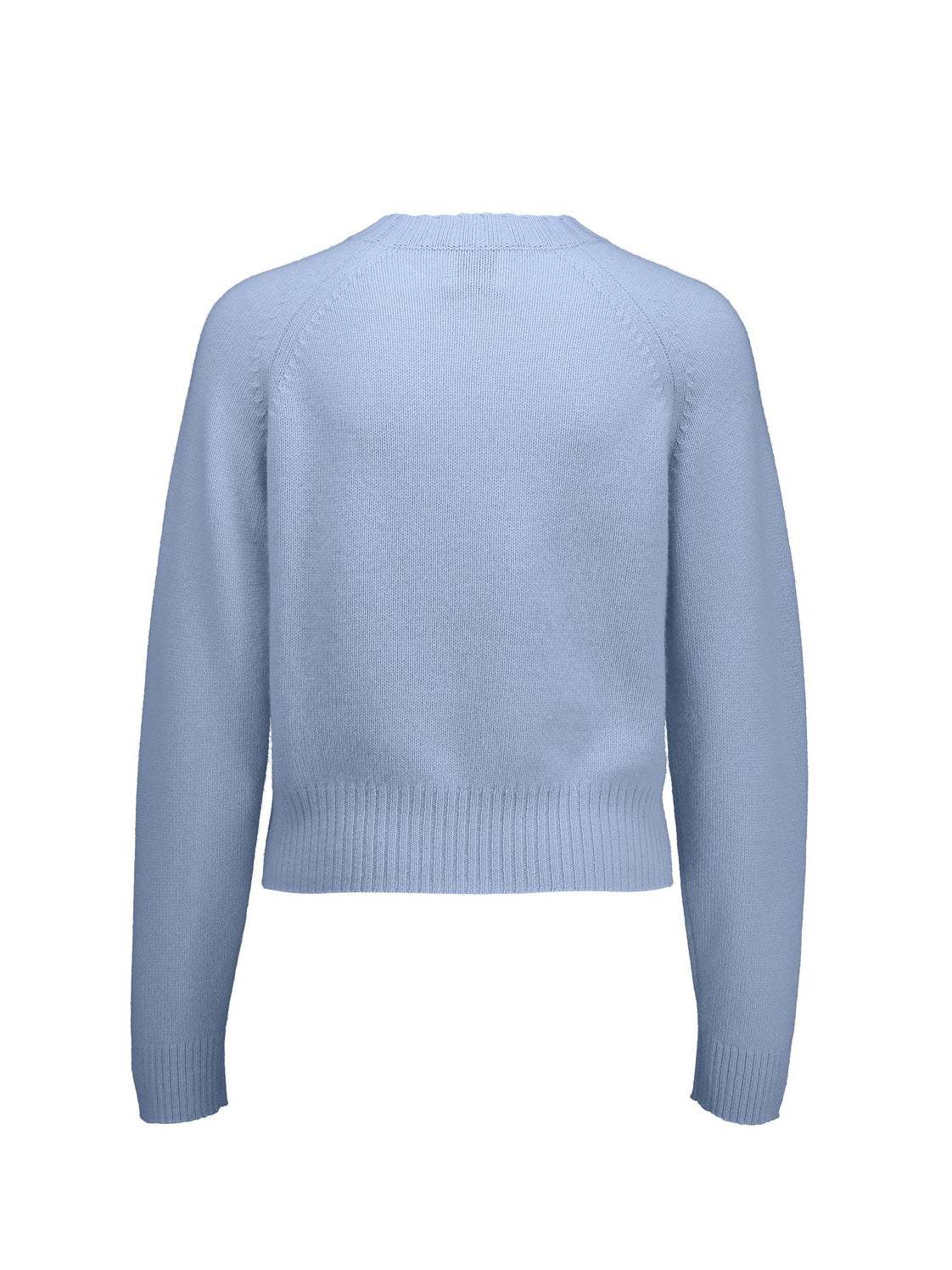 Cashmere cropped round neck sweater, light blue