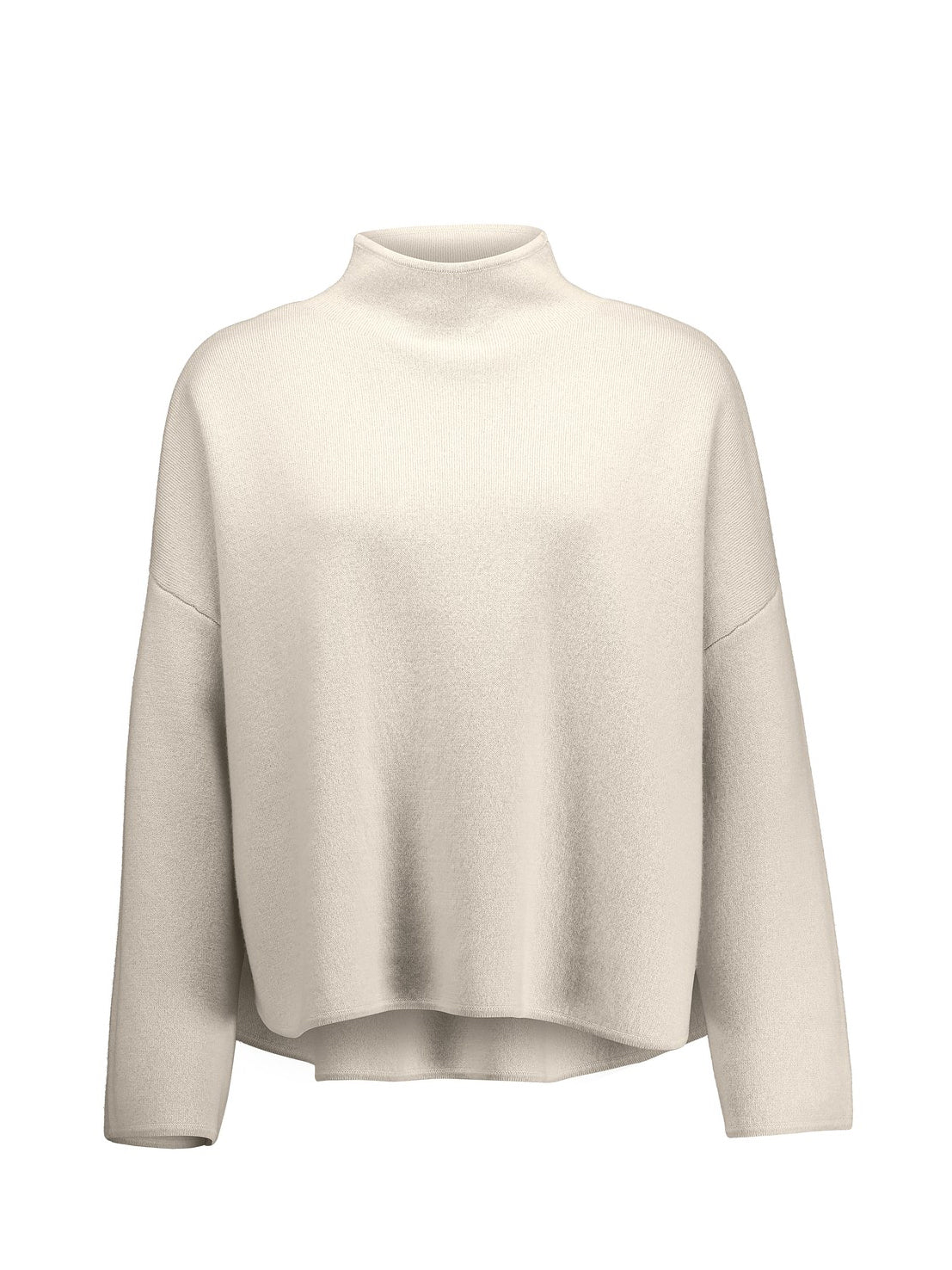 Cashemere-wool mockneck sweater, cream