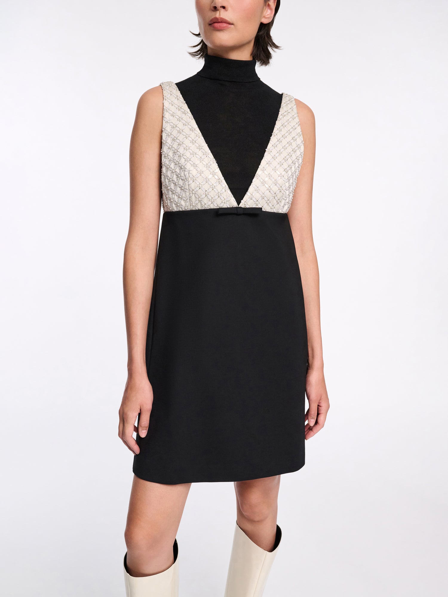 Emotional essence sparkle top dress, black-white