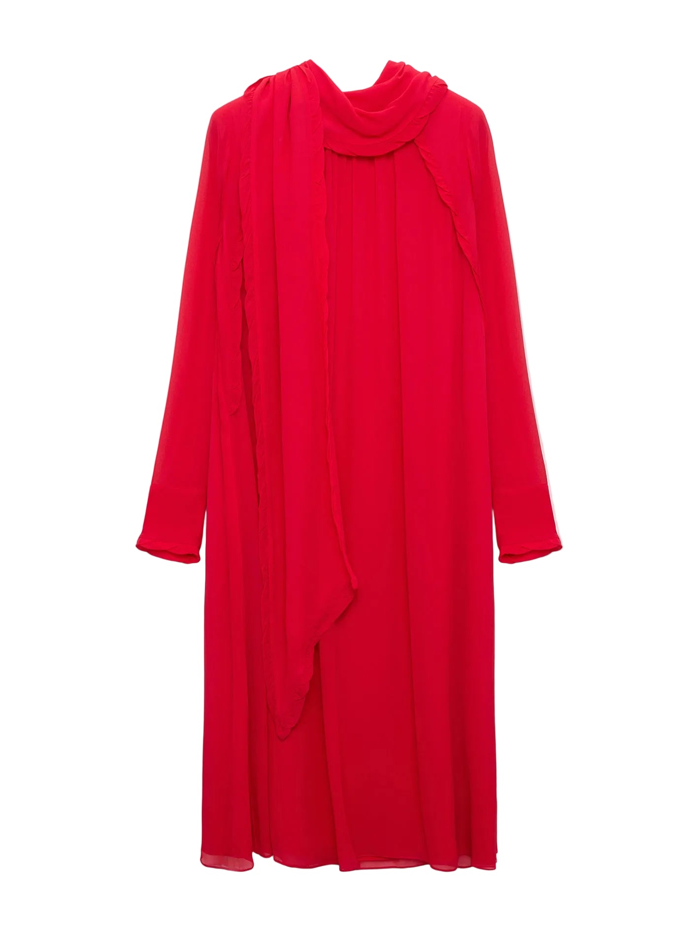 Sheer twist dress, bright red