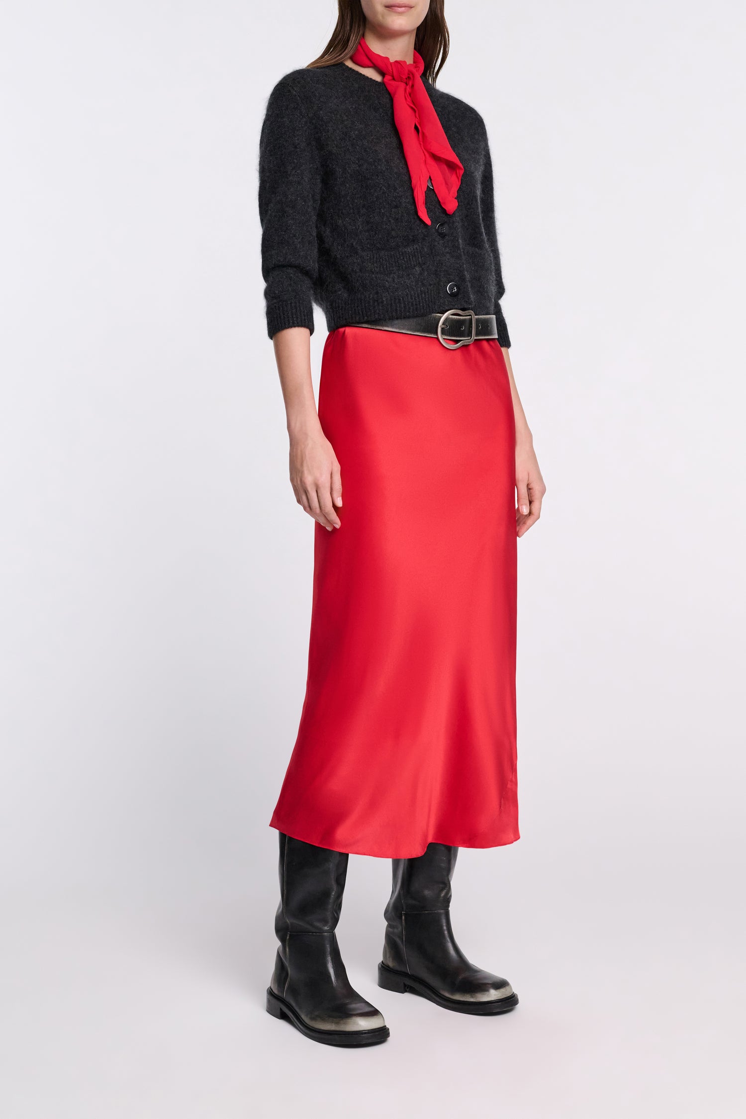 Sense of shine skirt, bright red