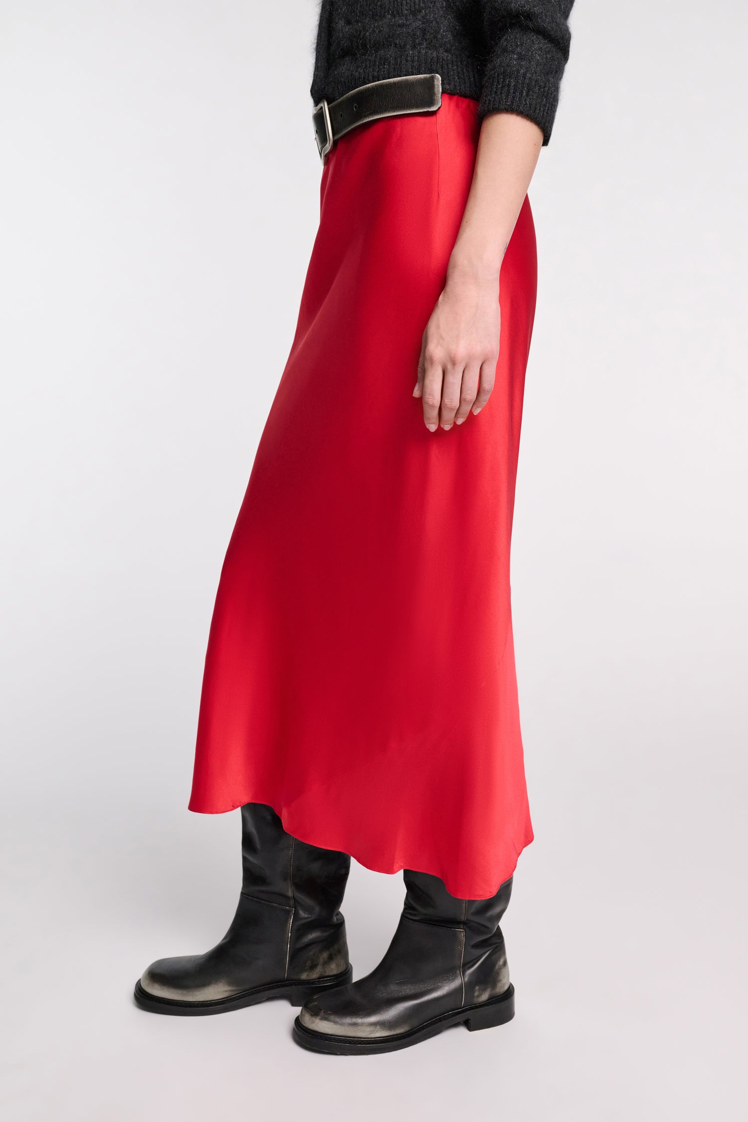 Sense of shine skirt, bright red