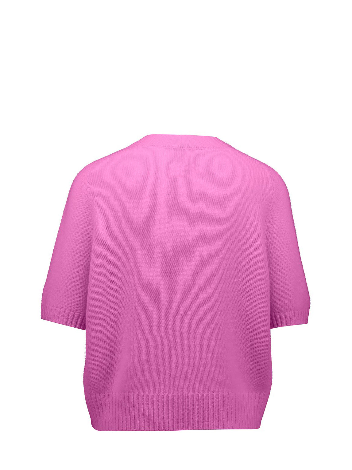 Short sleeve cashmere sweater, hot pink