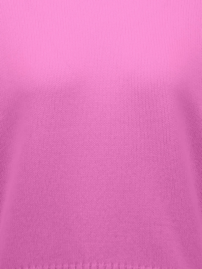 Short sleeve cashmere sweater, hot pink