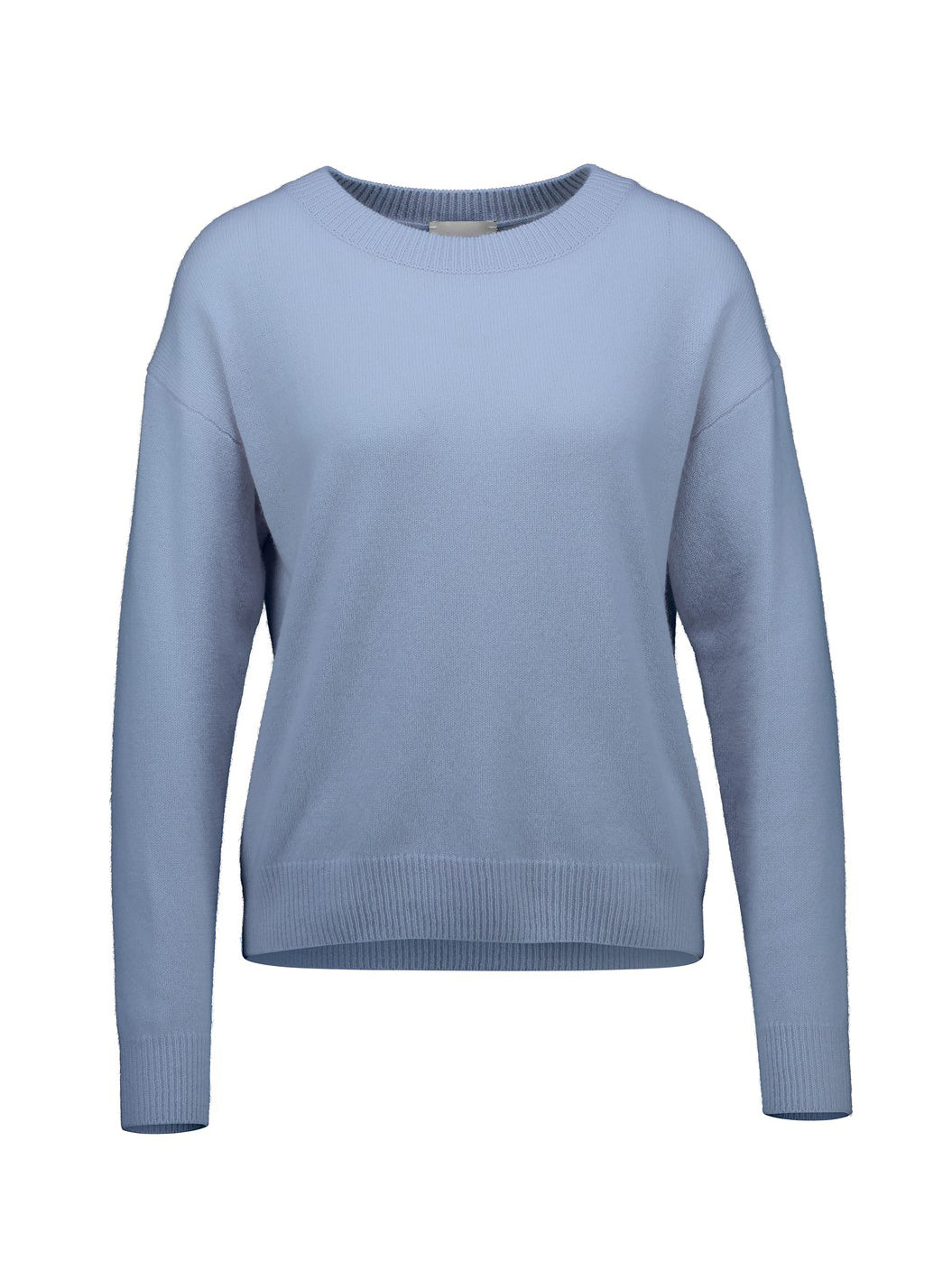 Long-sleeved boatneck cashmere sweater, light blue
