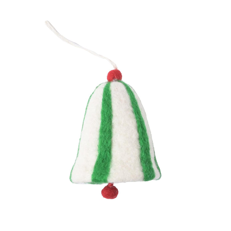 Bell woollen hanging ornament, green