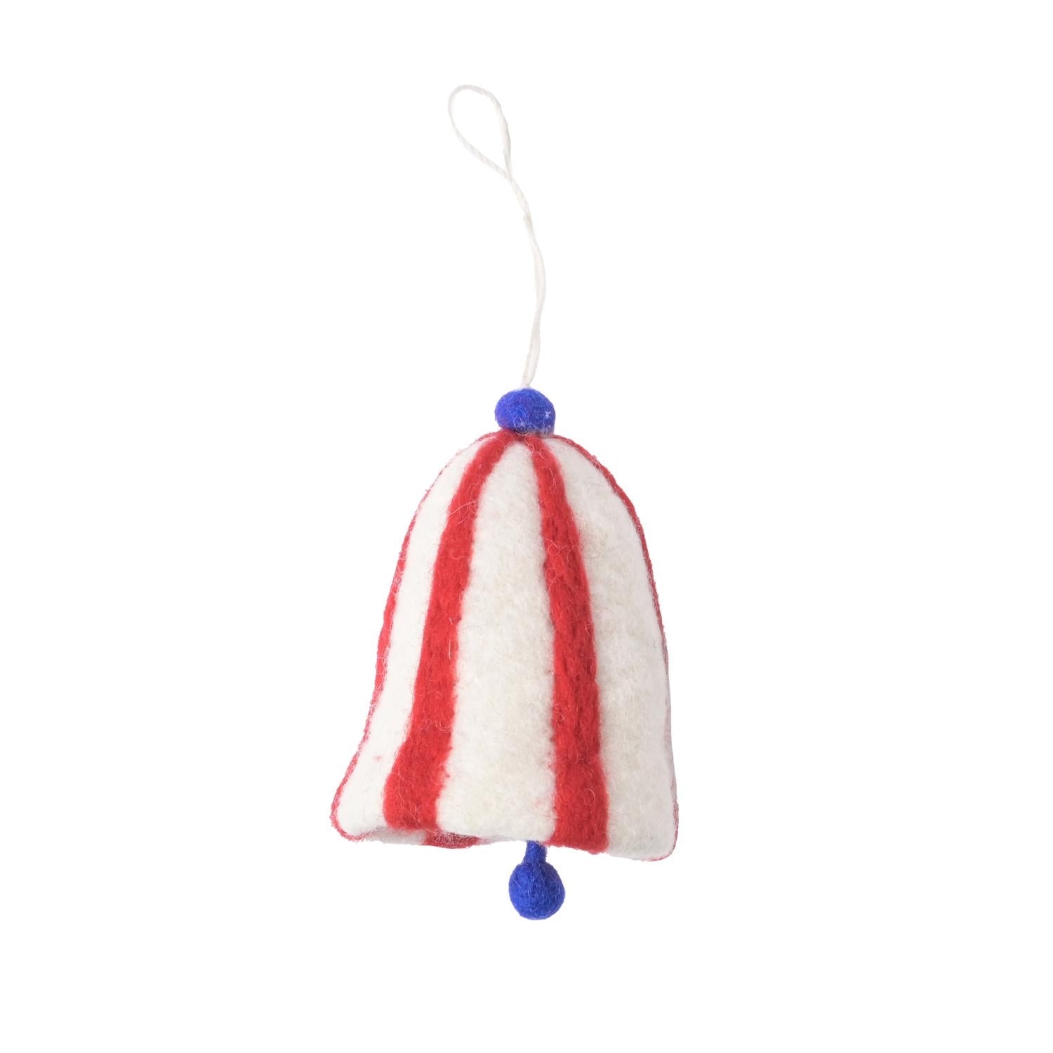 Bell woollen hanging ornament, red