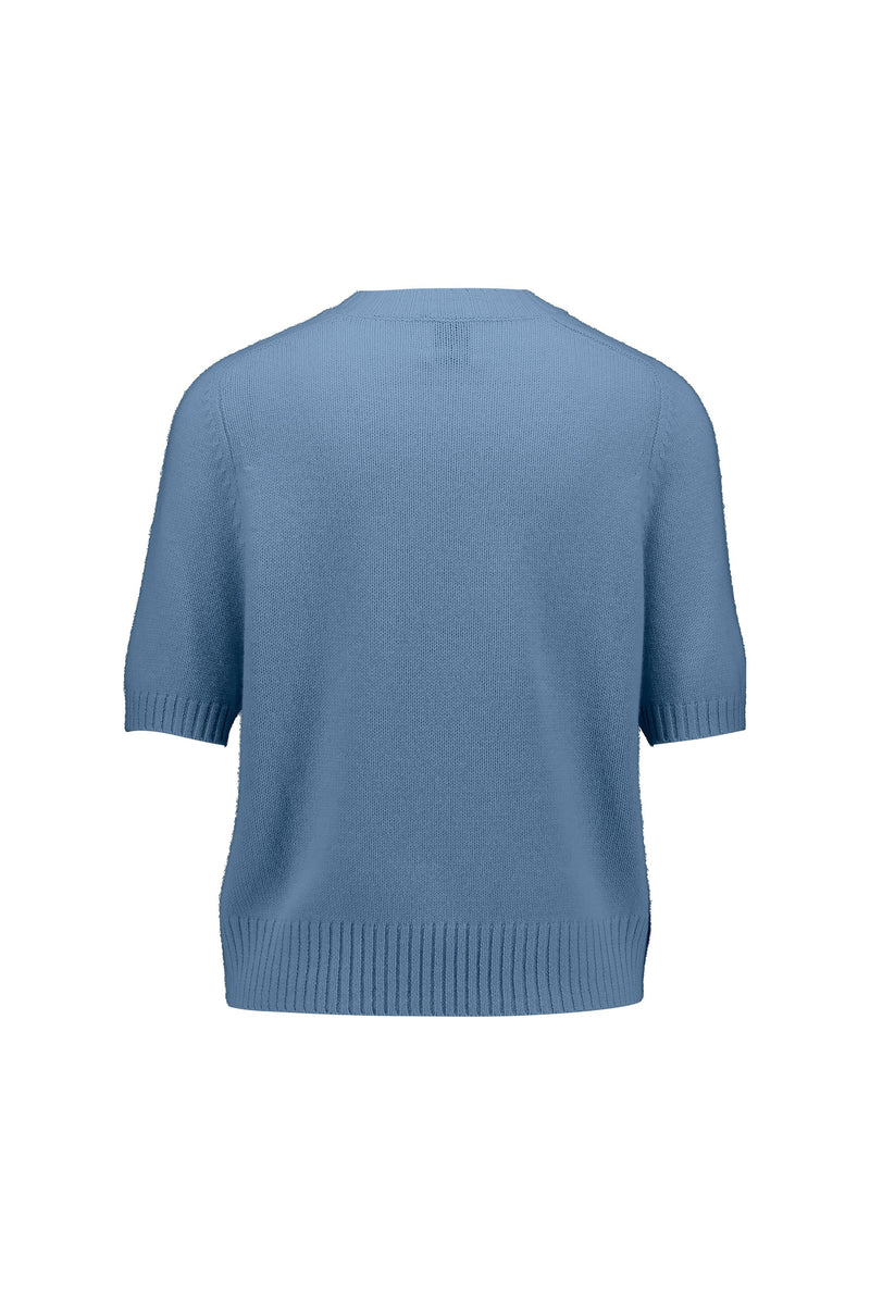 Cashmere short sleeve pullover, light blue