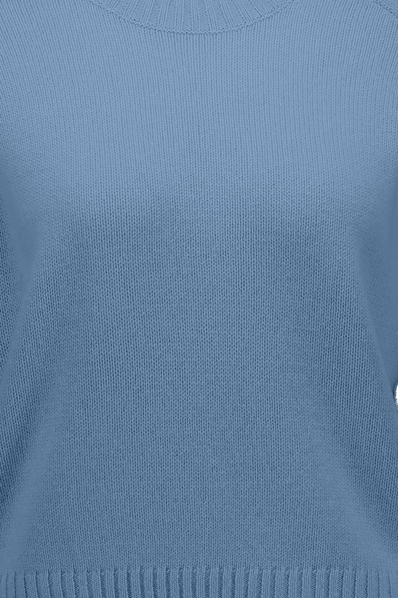 Cashmere short sleeve pullover, light blue