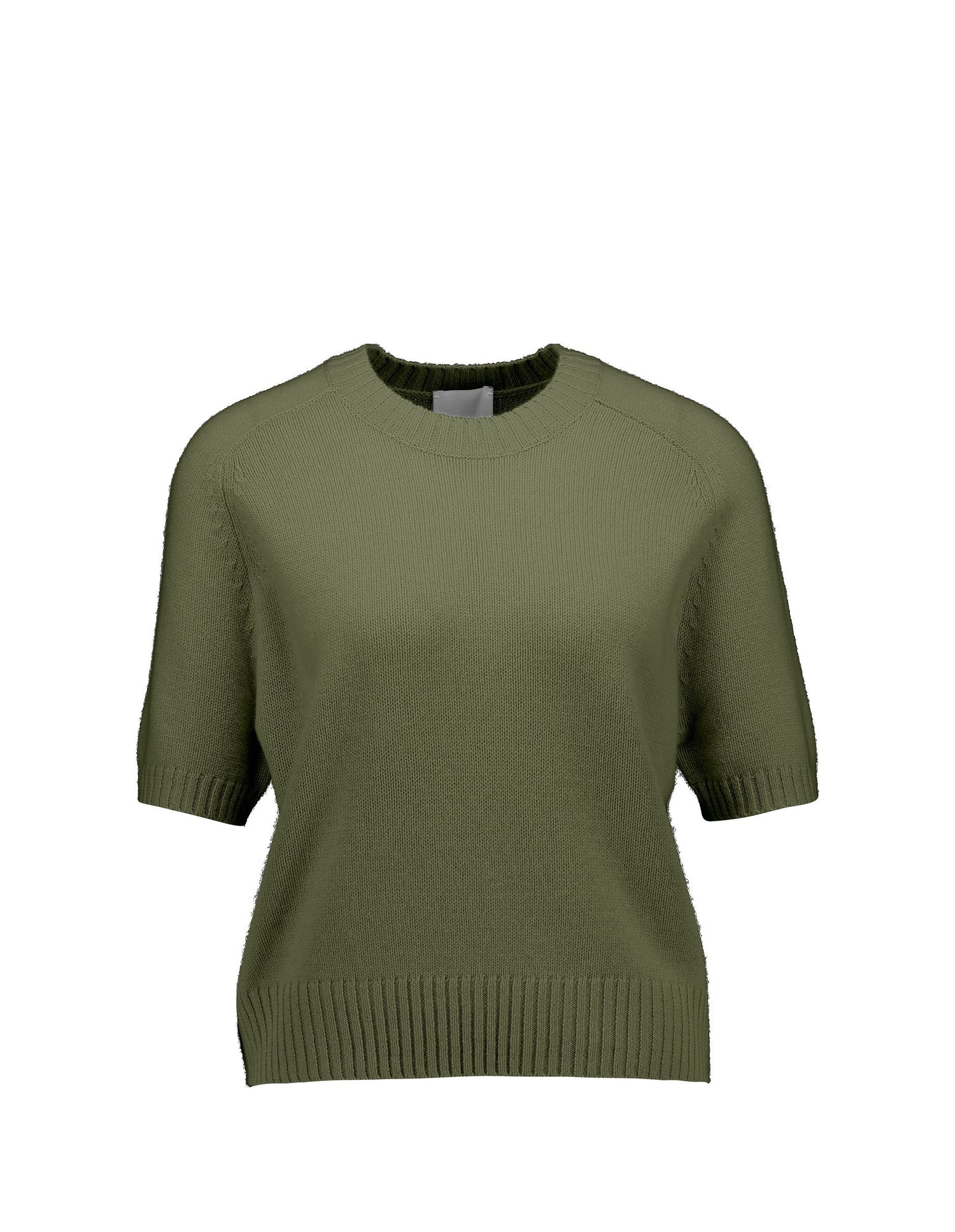 Cashmere short sleeve pullover, olive green