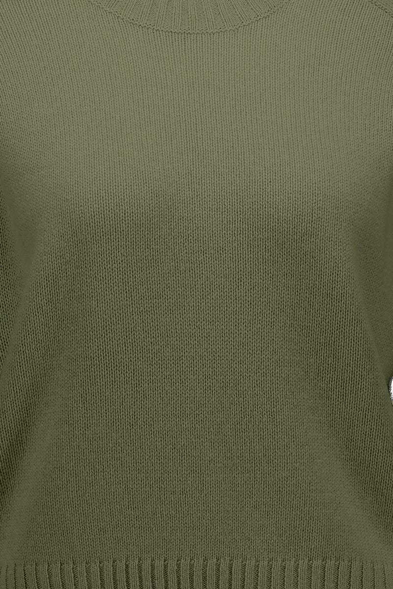 Cashmere short sleeve pullover, olive green