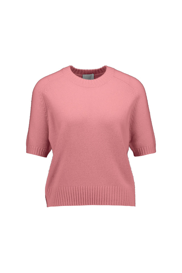 Cashmere short sleeve pullover, pink