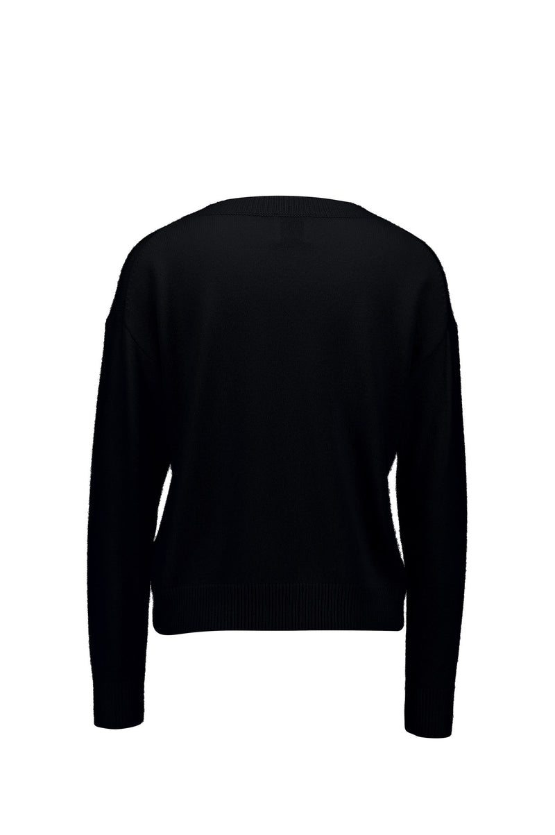 Boatneck cashmere sweater, black
