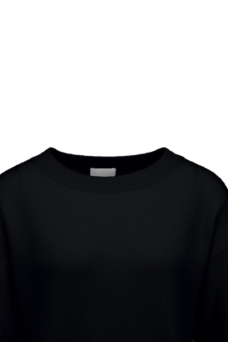Boatneck cashmere sweater, black