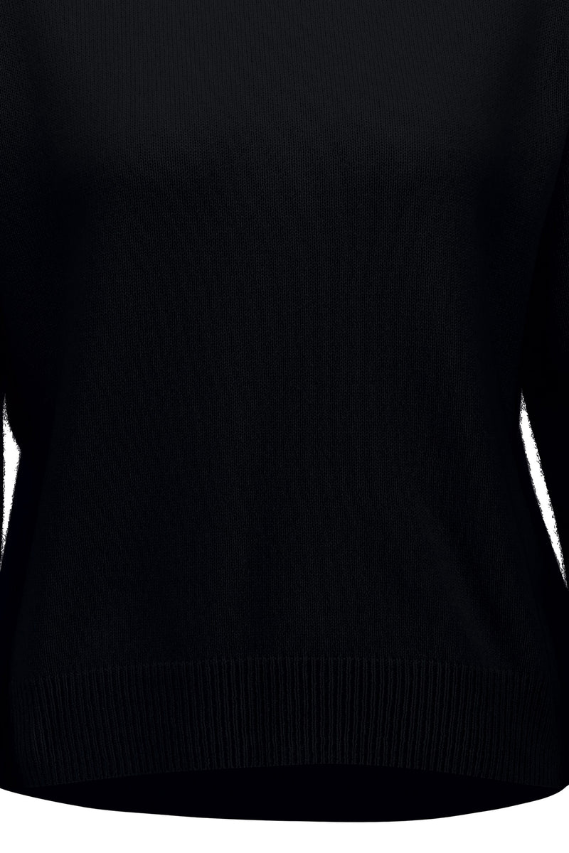 Boatneck cashmere sweater, black