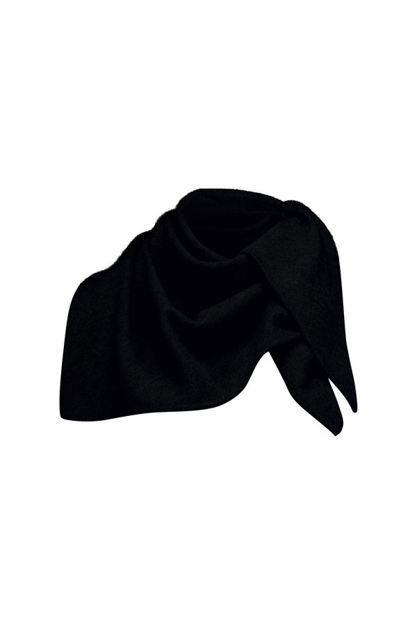 Long cashmere triangle scarf, black