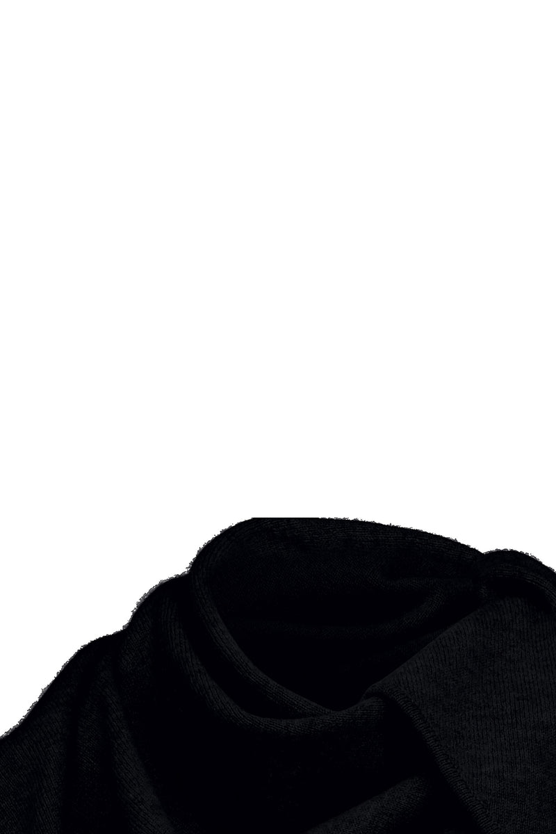 Long cashmere triangle scarf, black