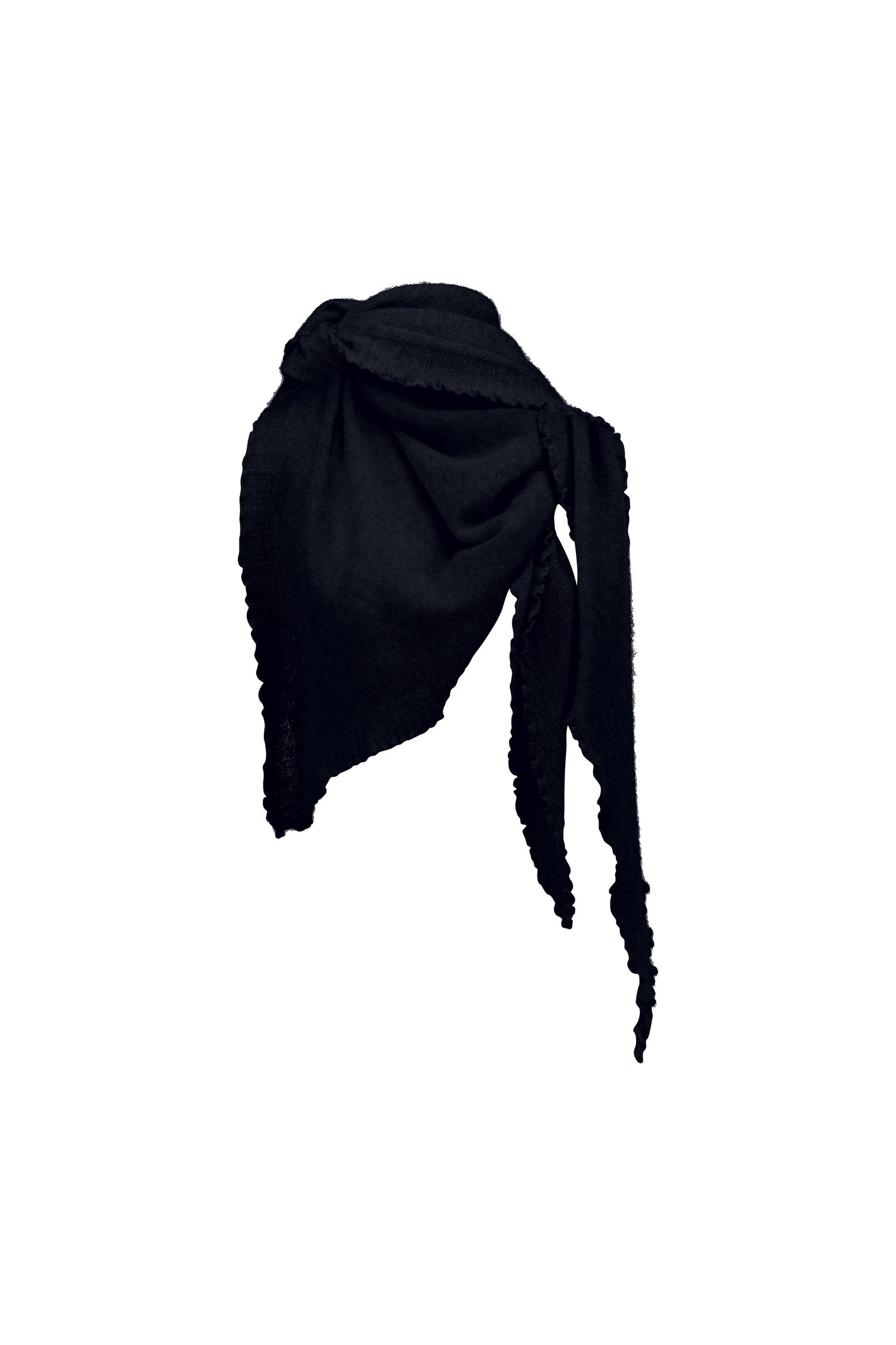 Cropped cashmere triangle scarf, navy