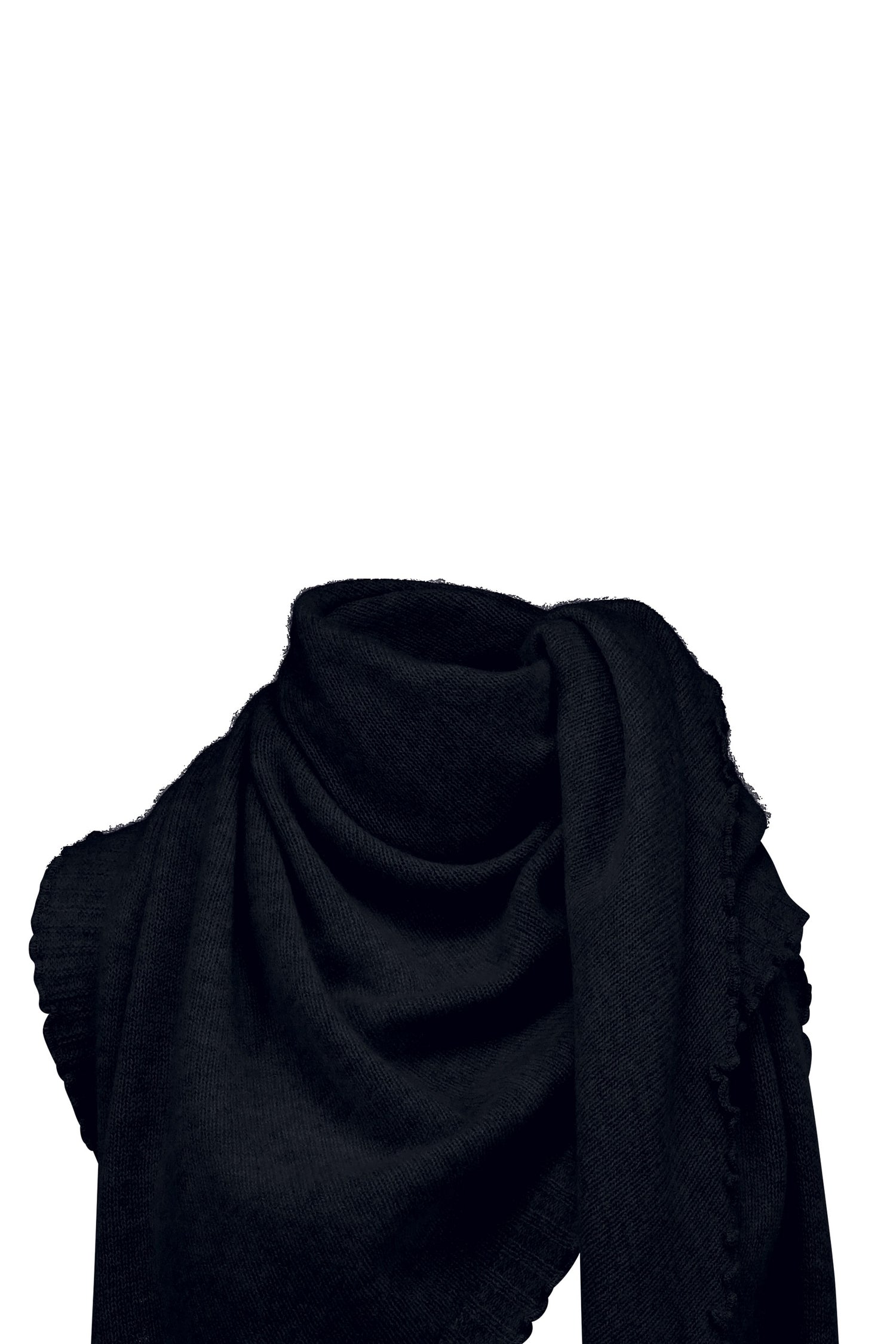 Cropped cashmere triangle scarf, navy