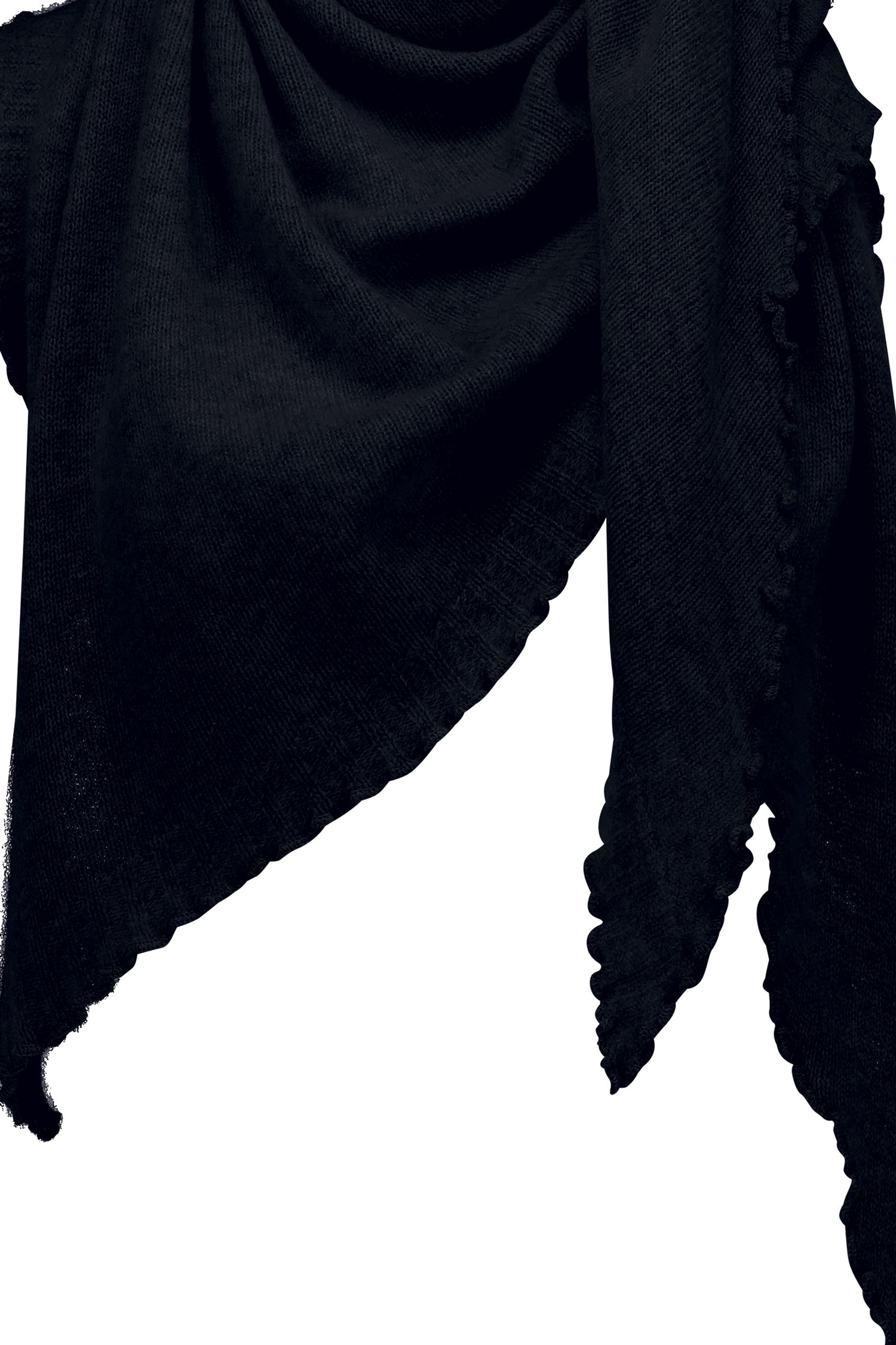 Cropped cashmere triangle scarf, navy