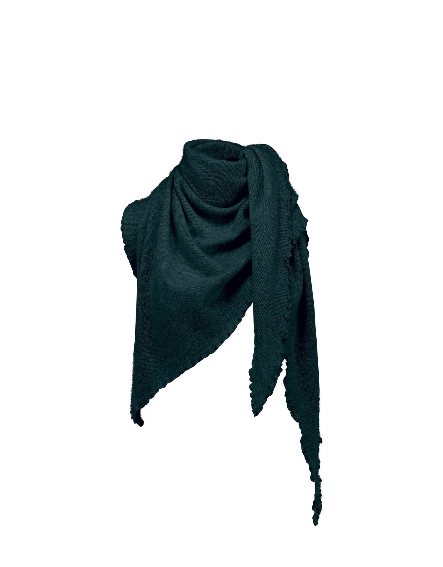 Cropped cashmere triangle scarf, petrol