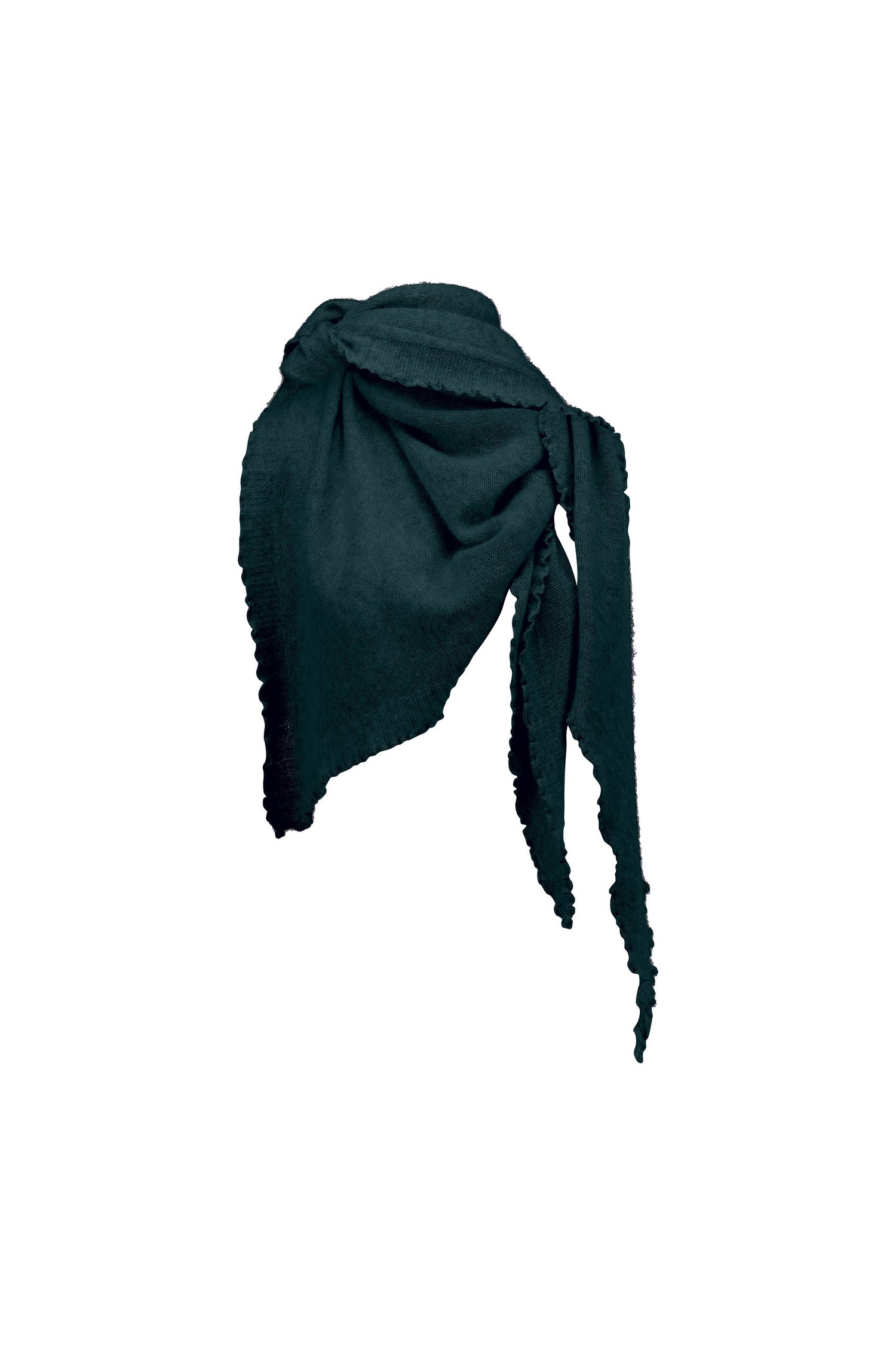 Cropped cashmere triangle scarf, petrol