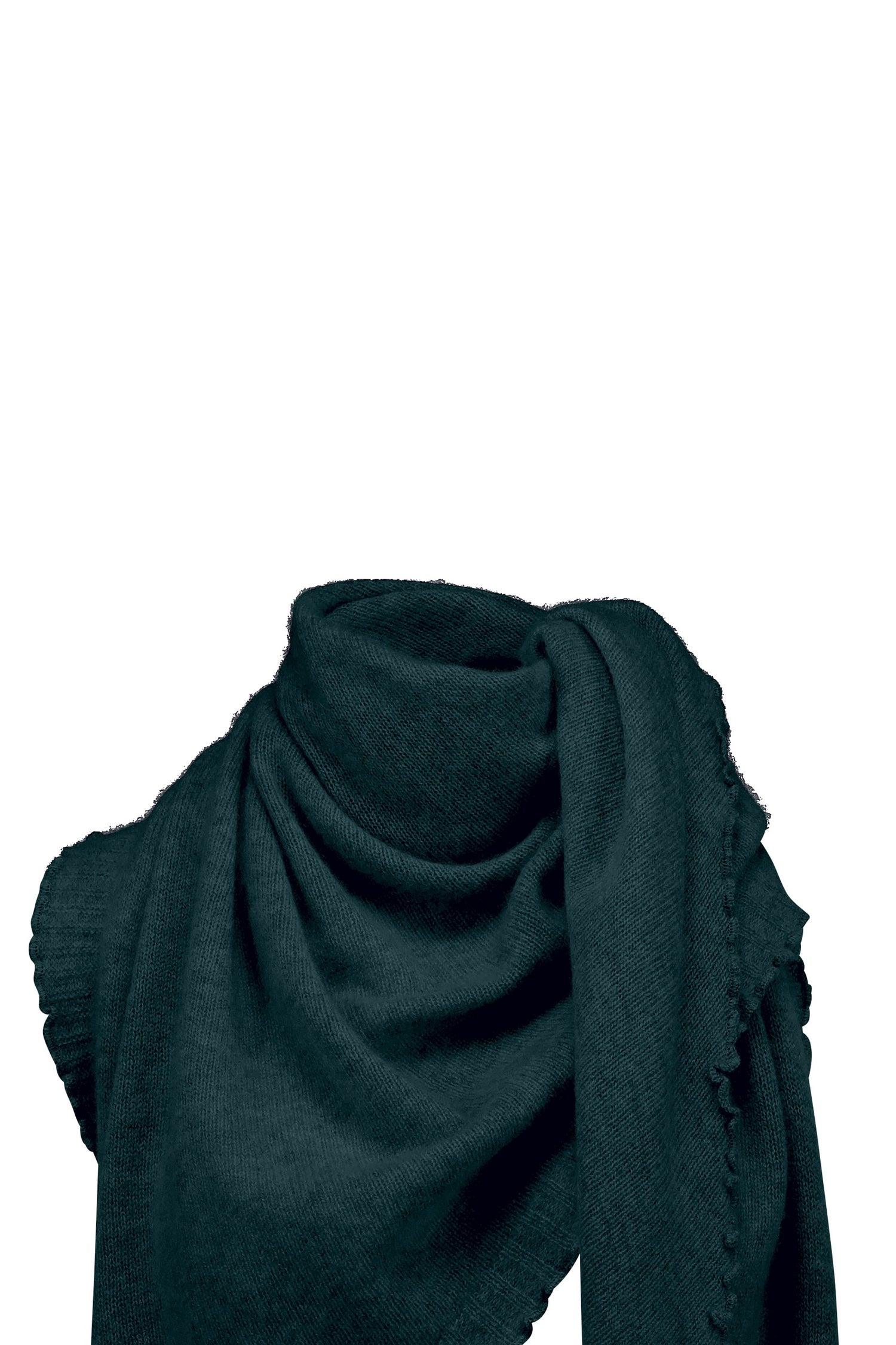 Cropped cashmere triangle scarf, petrol