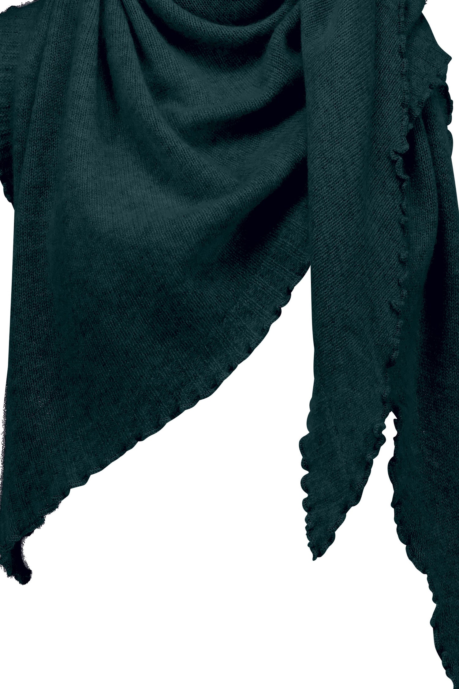 Cropped cashmere triangle scarf, petrol