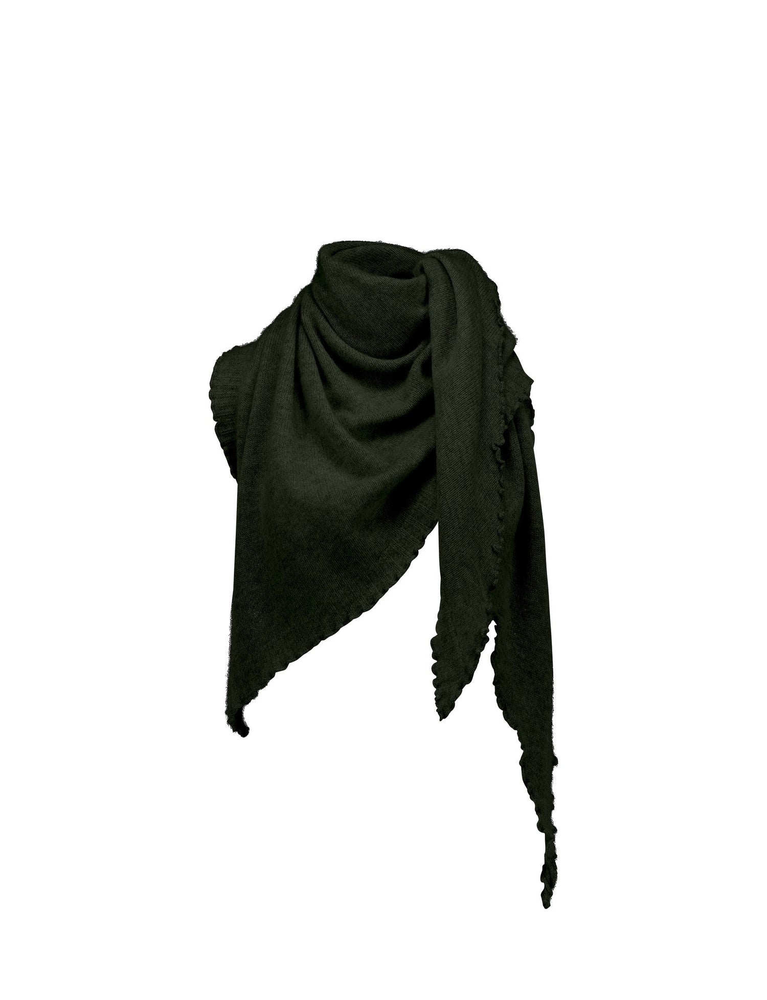 Cropped cashmere triangle scarf, green