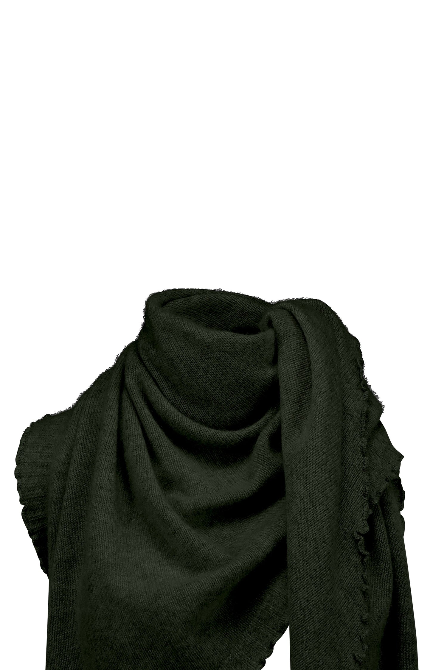 Cropped cashmere triangle scarf, green