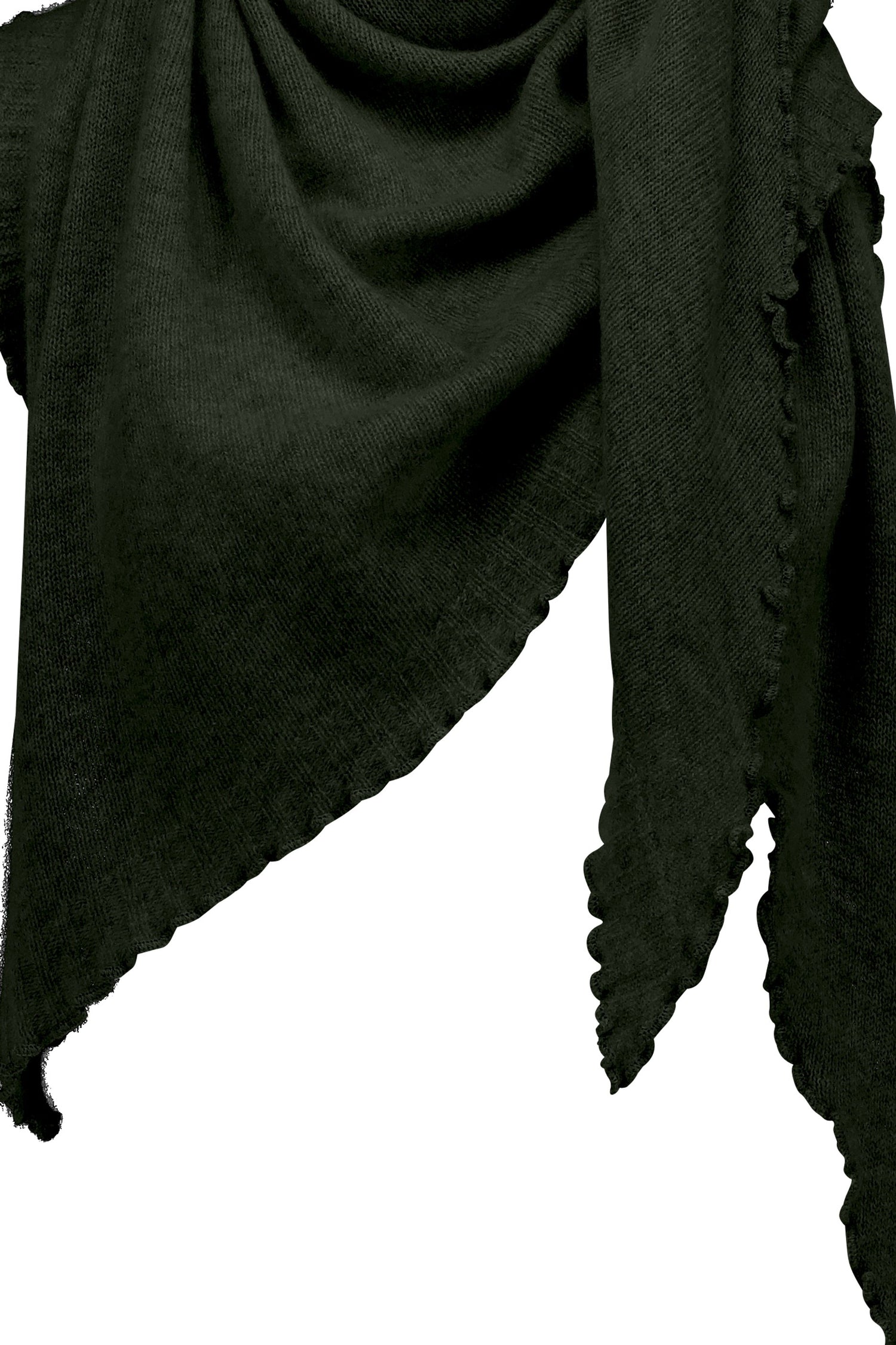 Cropped cashmere triangle scarf, green