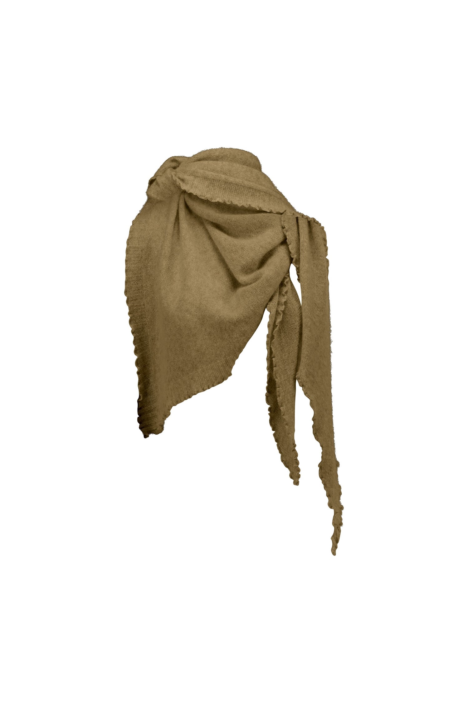 Cropped cashmere triangle scarf, beige