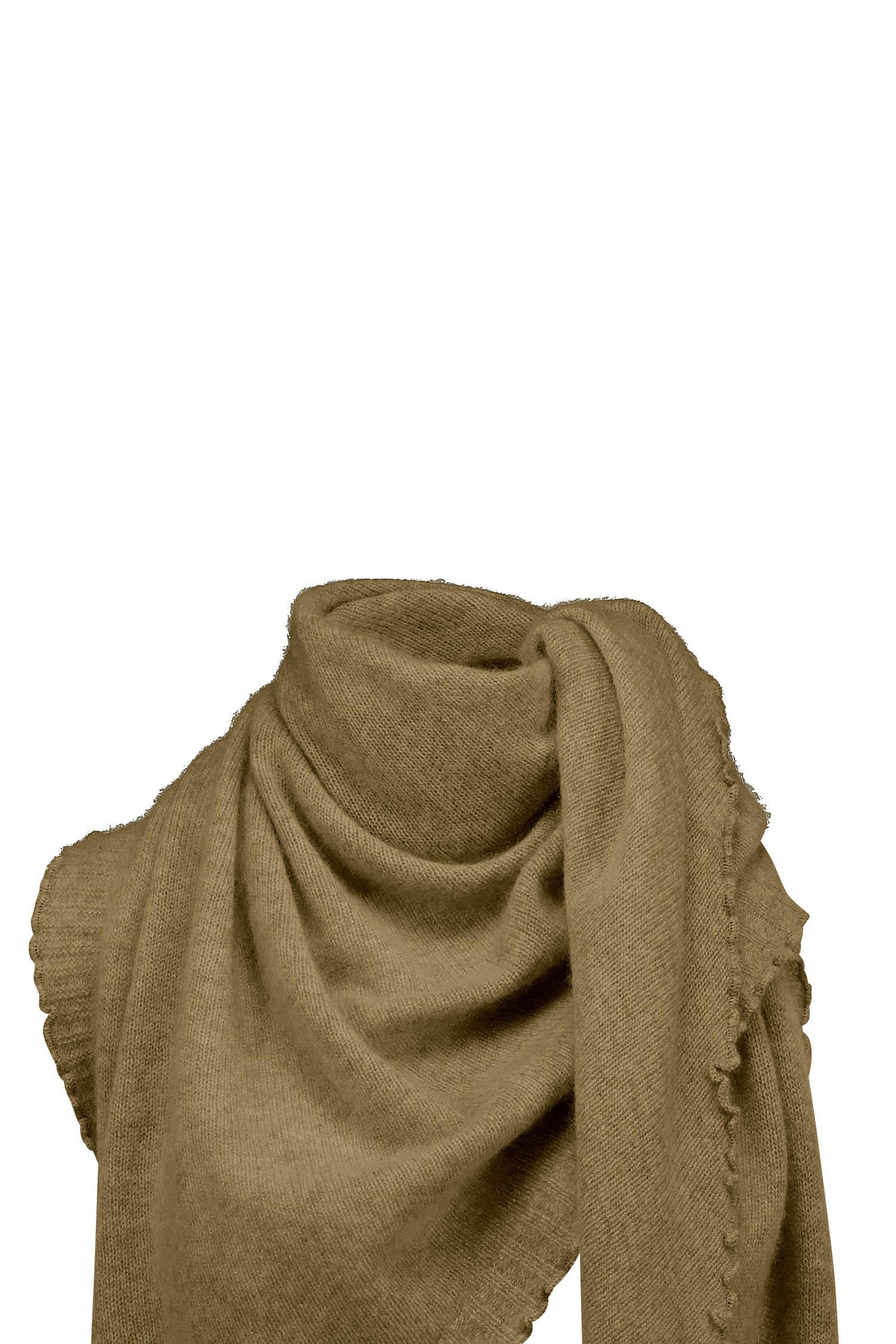 Cropped cashmere triangle scarf, beige