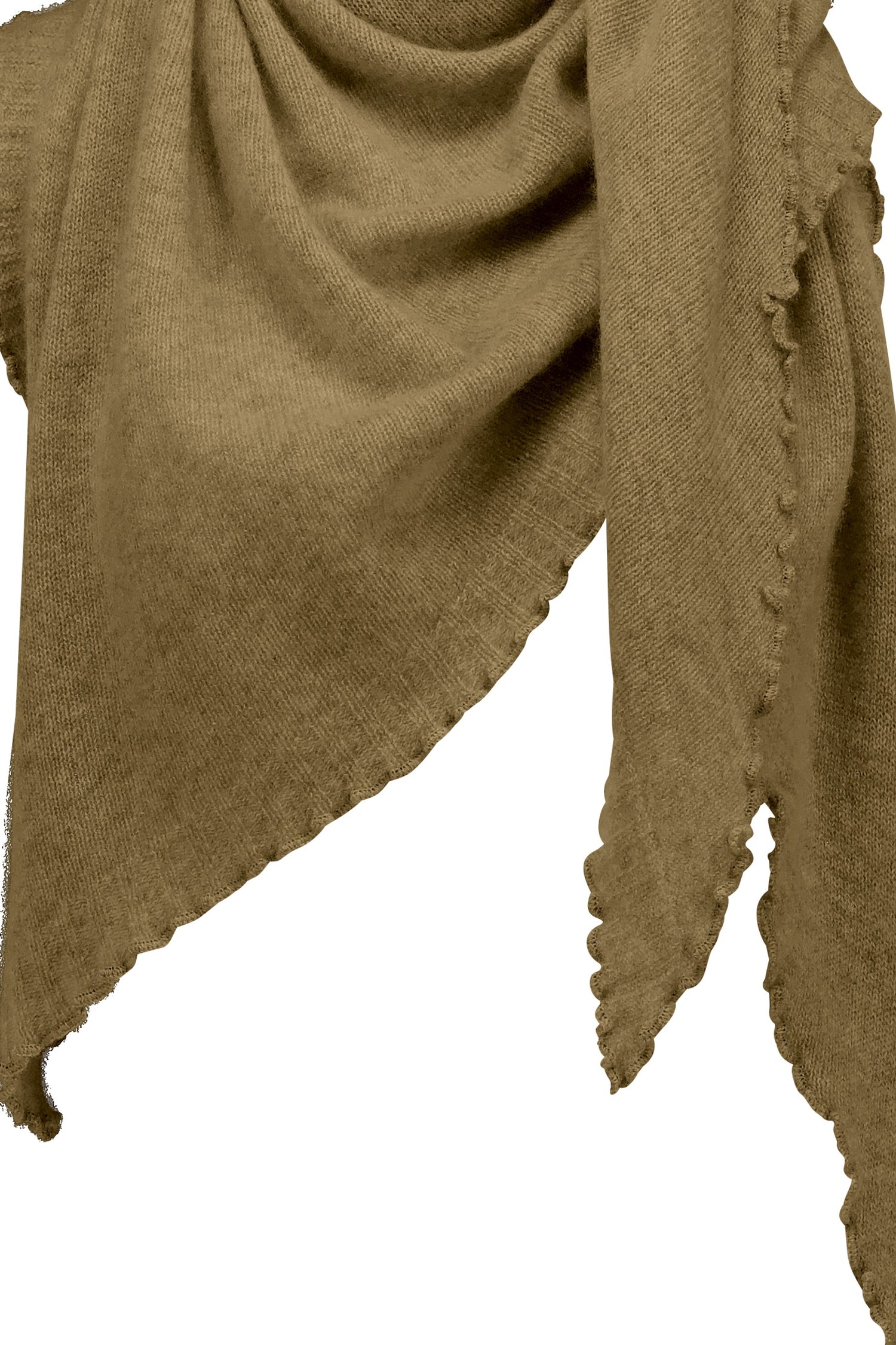 Cropped cashmere triangle scarf, beige