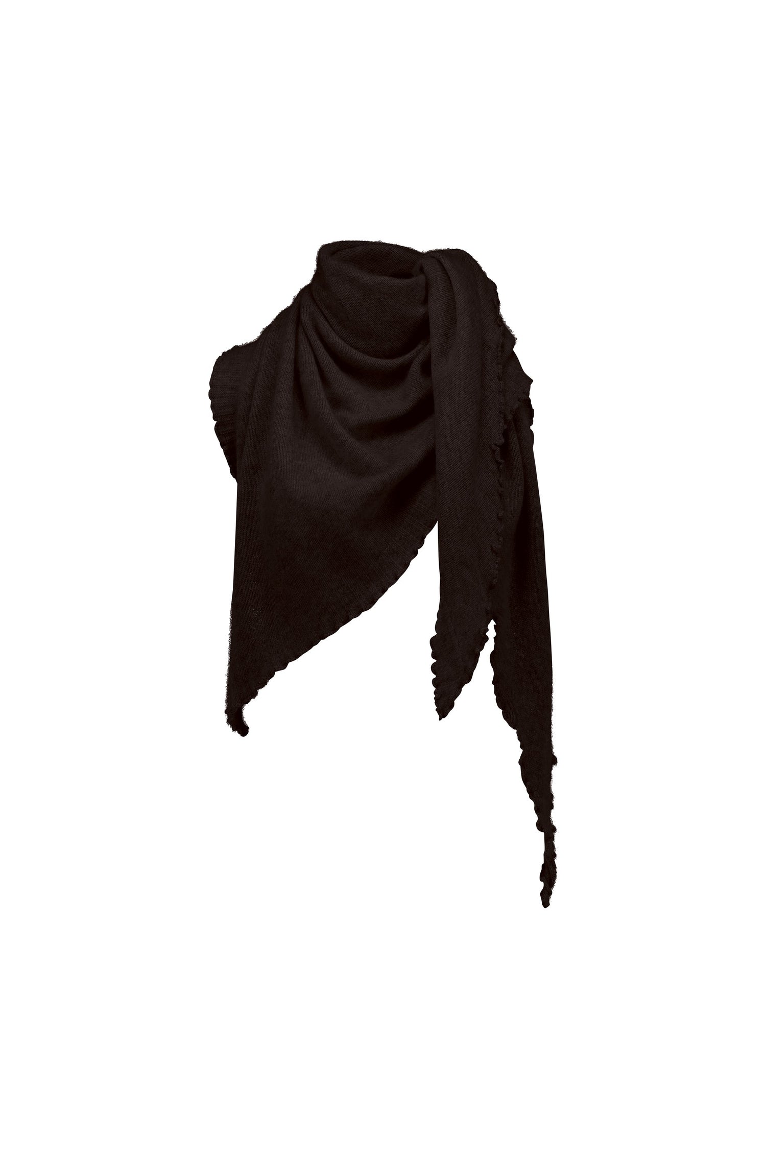 Cropped cashmere triangle scarf, dark brown