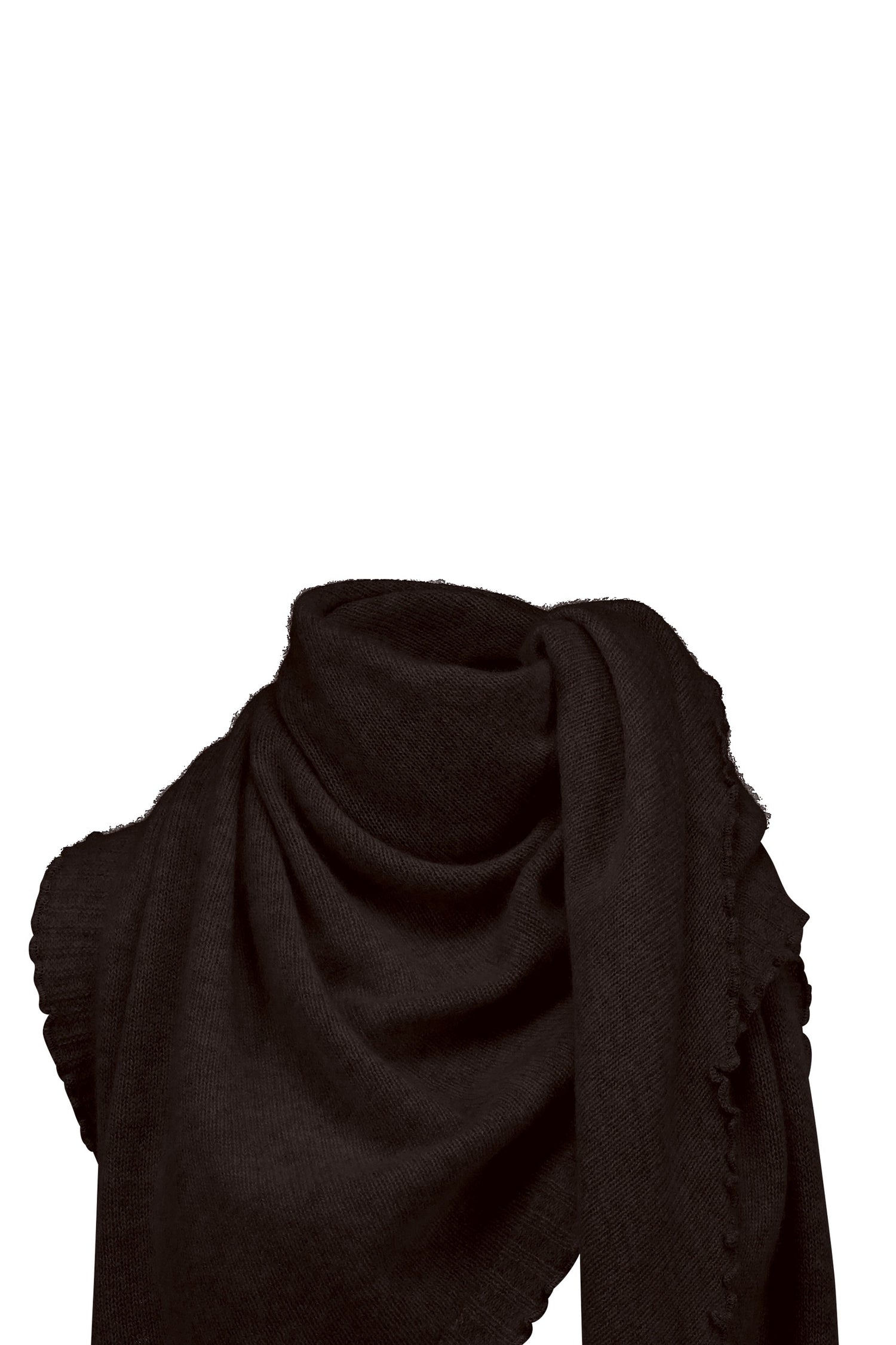 Cropped cashmere triangle scarf, dark brown