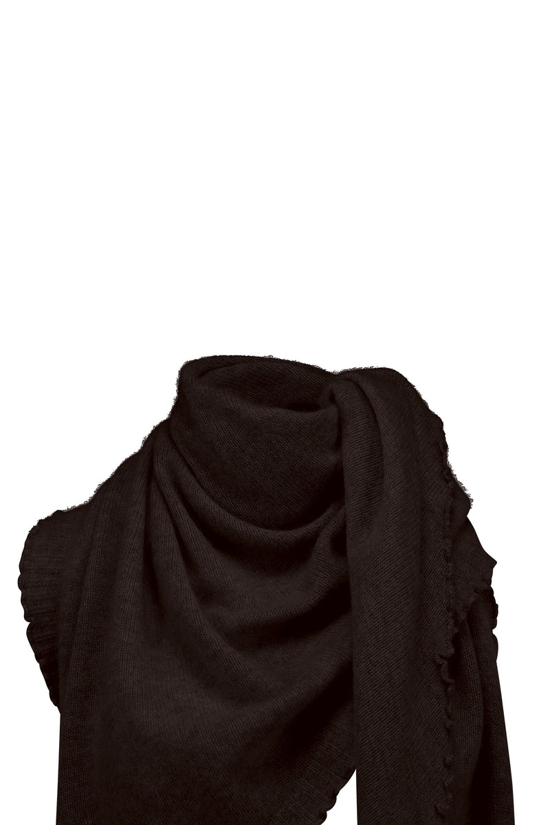 Cropped cashmere triangle scarf, dark brown