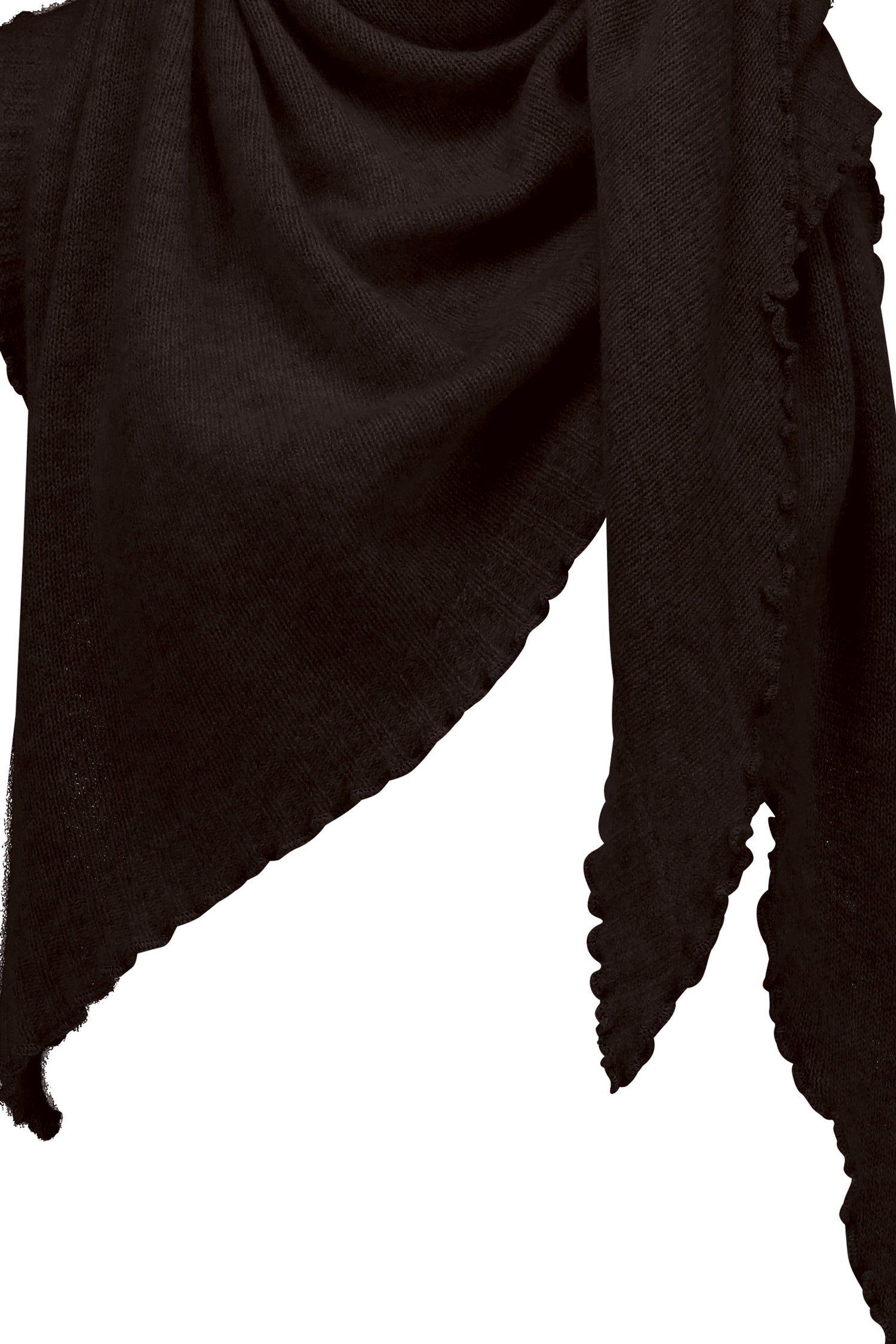 Cropped cashmere triangle scarf, dark brown