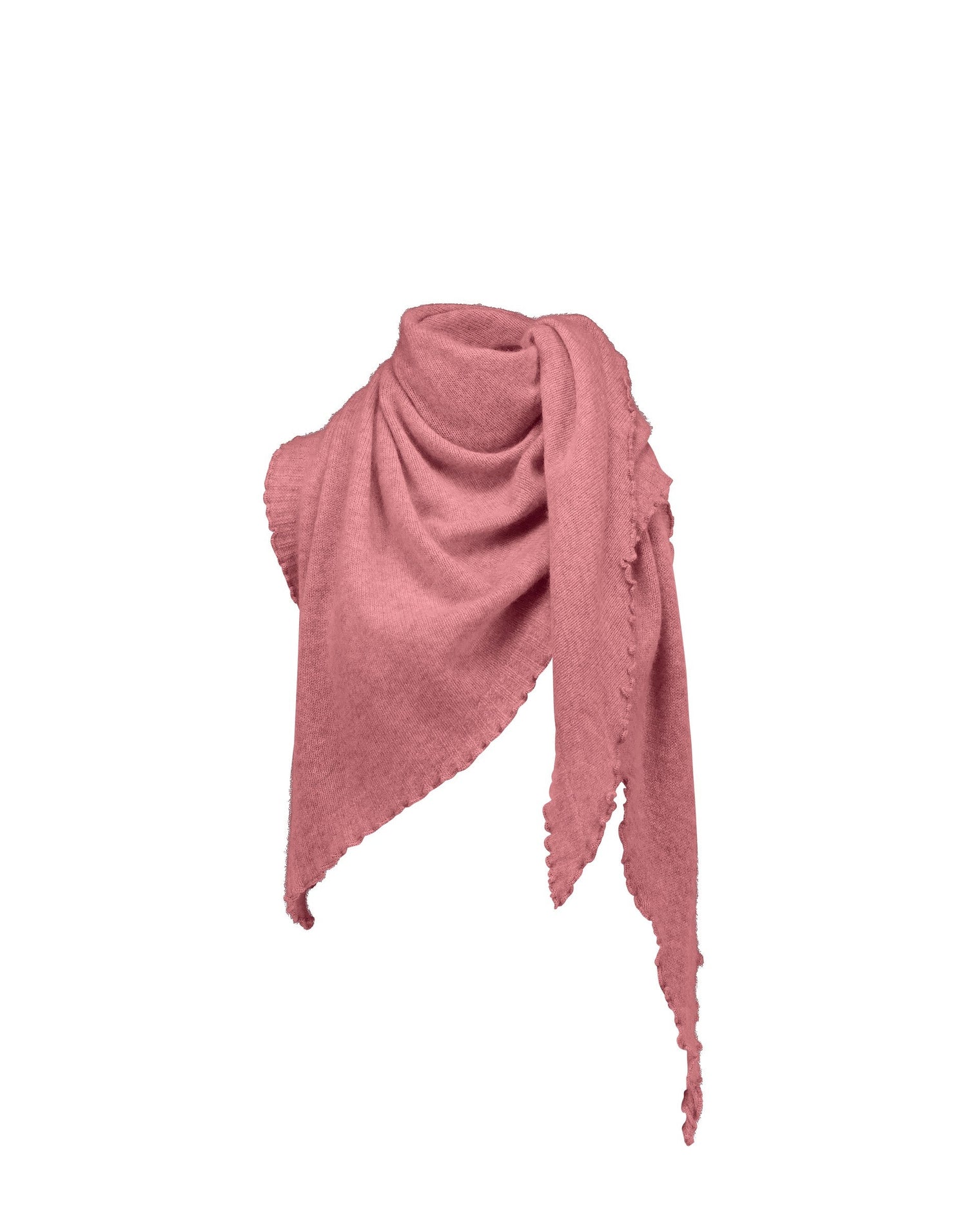 Cropped cashmere triangle scarf, pink