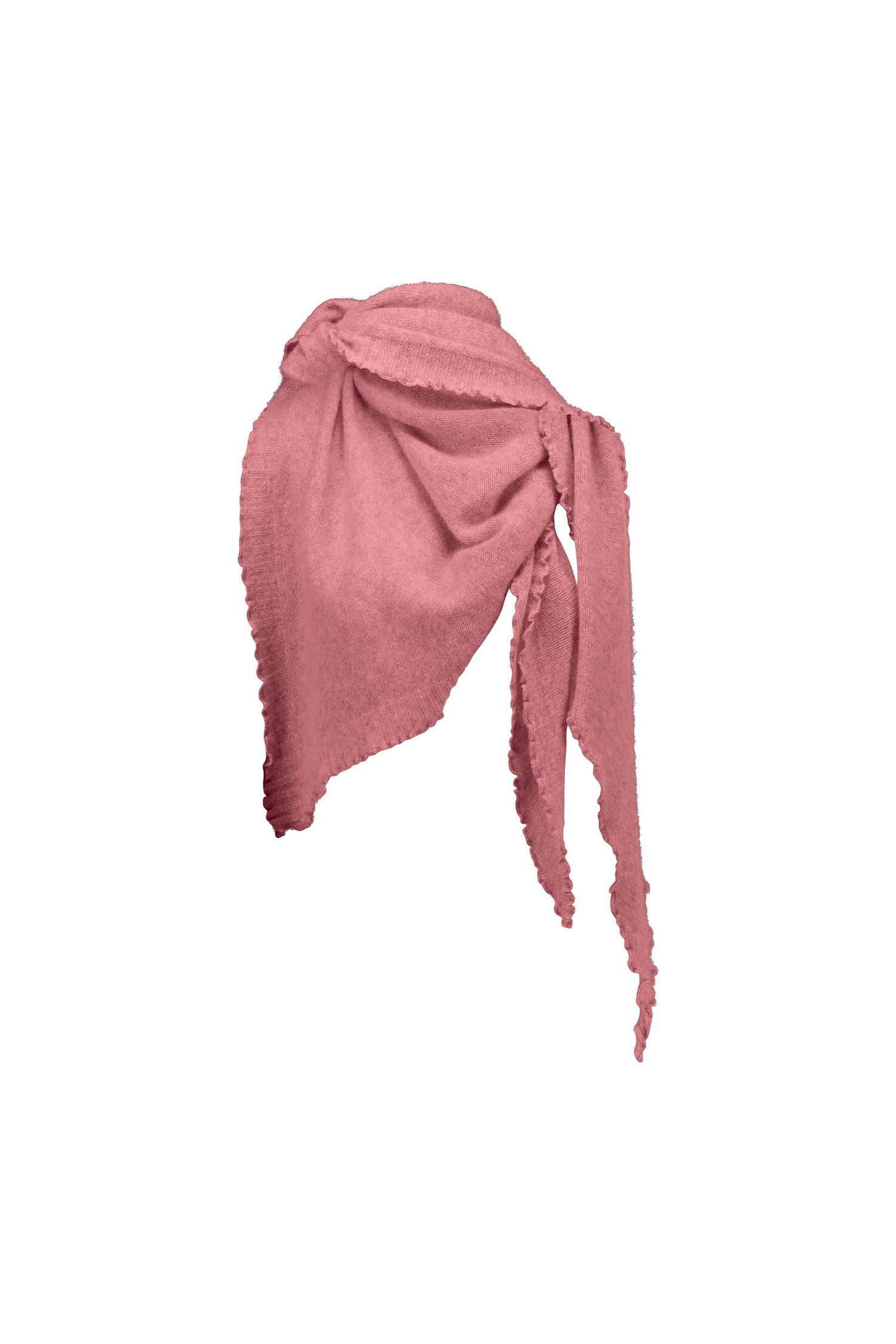 Cropped cashmere triangle scarf, pink