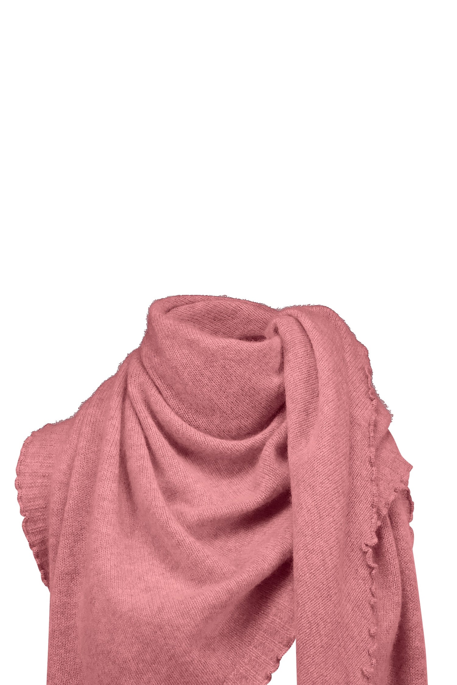 Cropped cashmere triangle scarf, pink