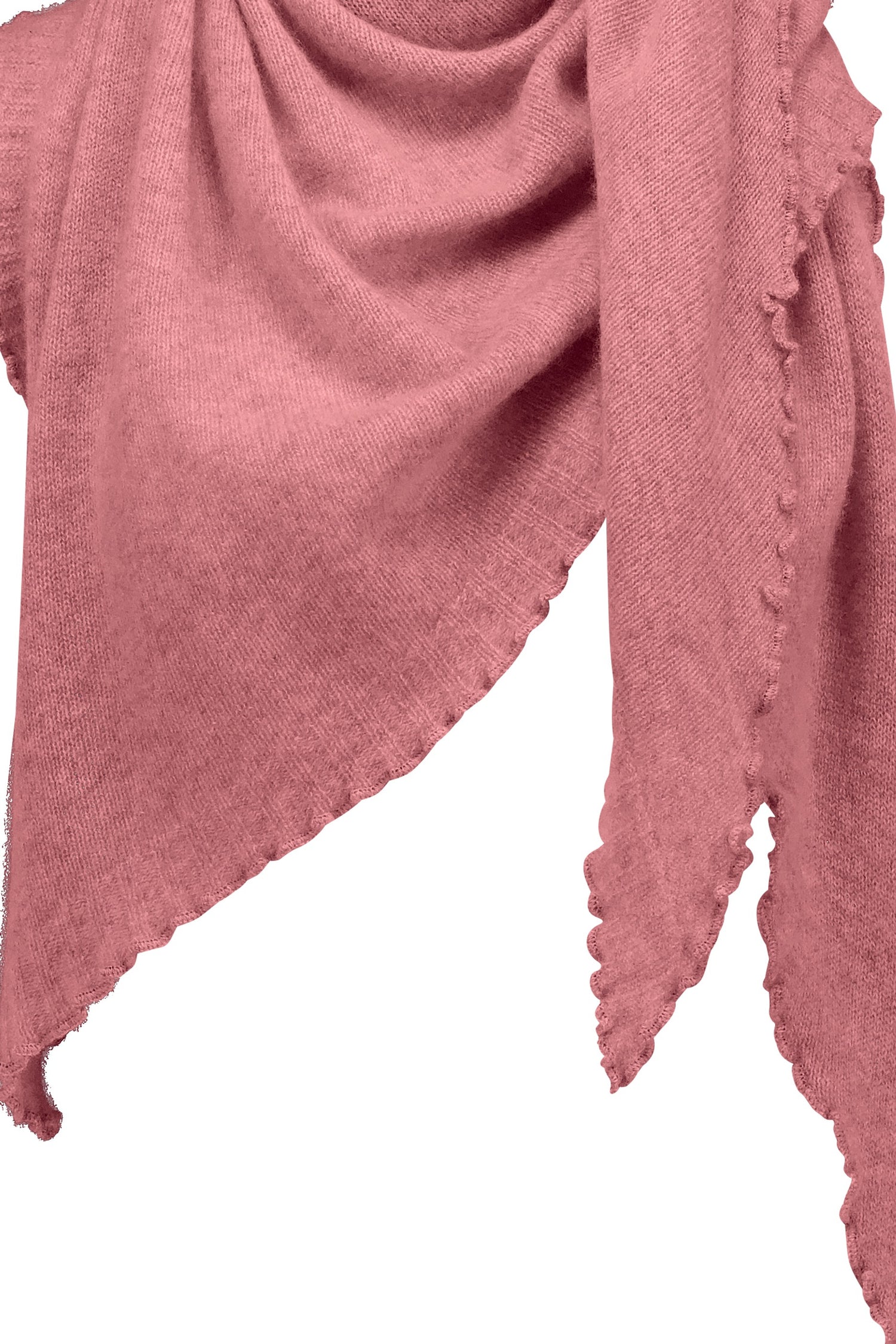 Cropped cashmere triangle scarf, pink
